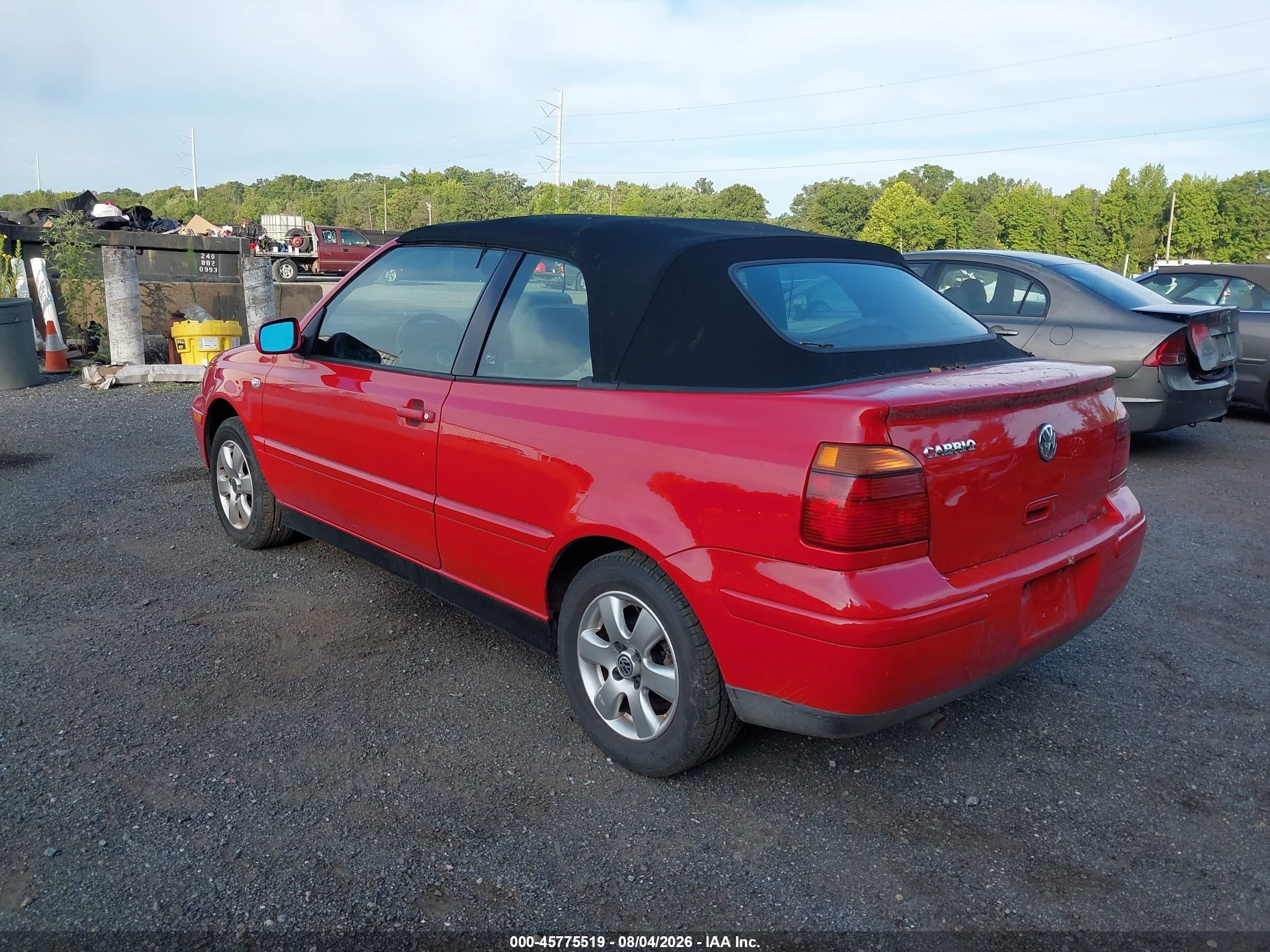 2001 Volkswagen Cabrio Glx Красный vin: 3VWDC21V21M807260