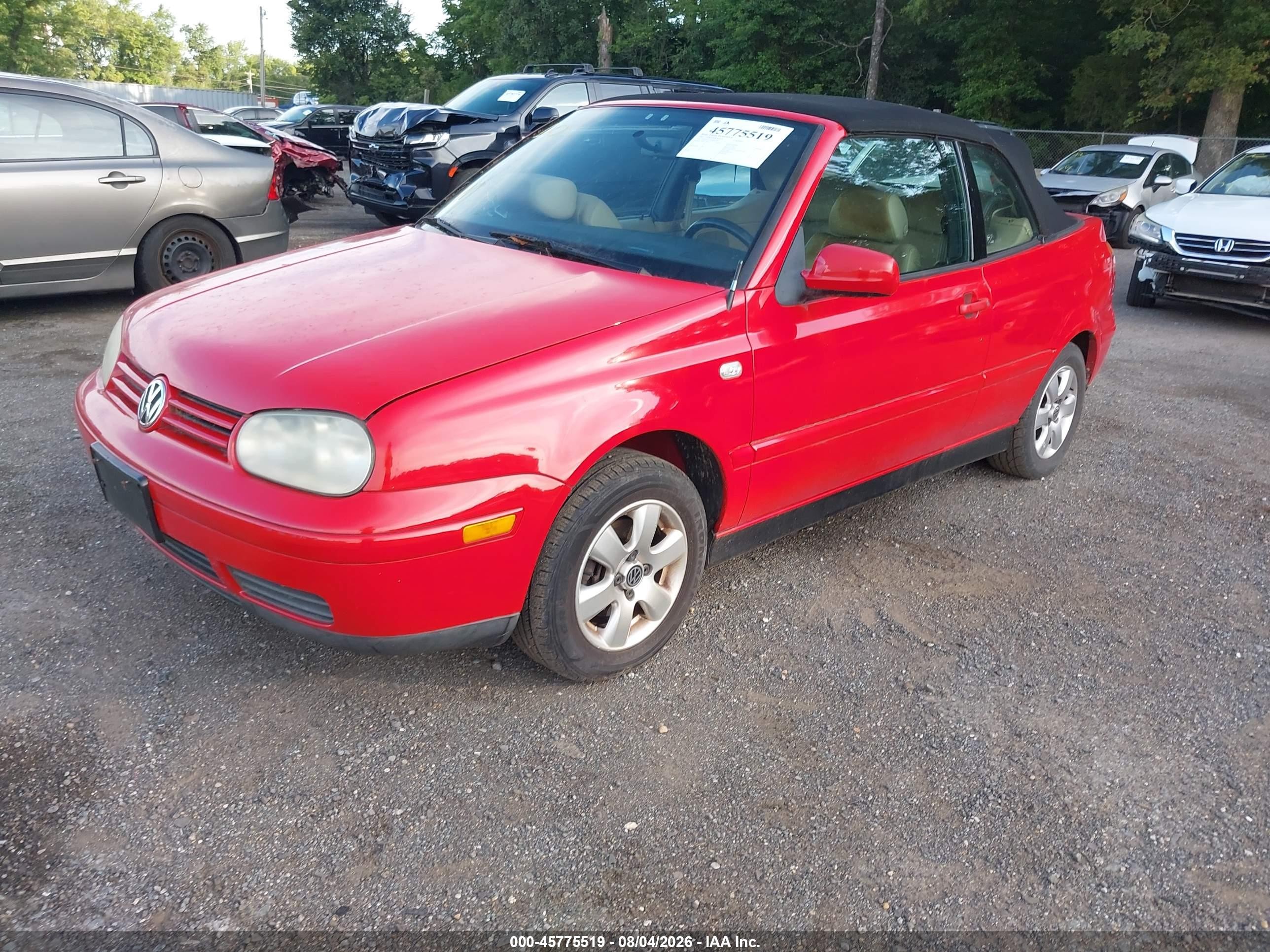 2001 Volkswagen Cabrio Glx Красный vin: 3VWDC21V21M807260