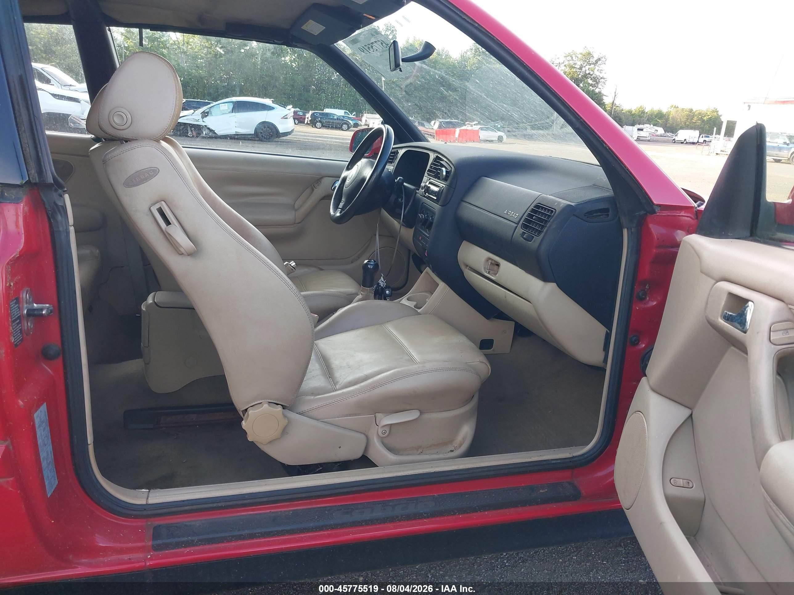 2001 Volkswagen Cabrio Glx Красный vin: 3VWDC21V21M807260