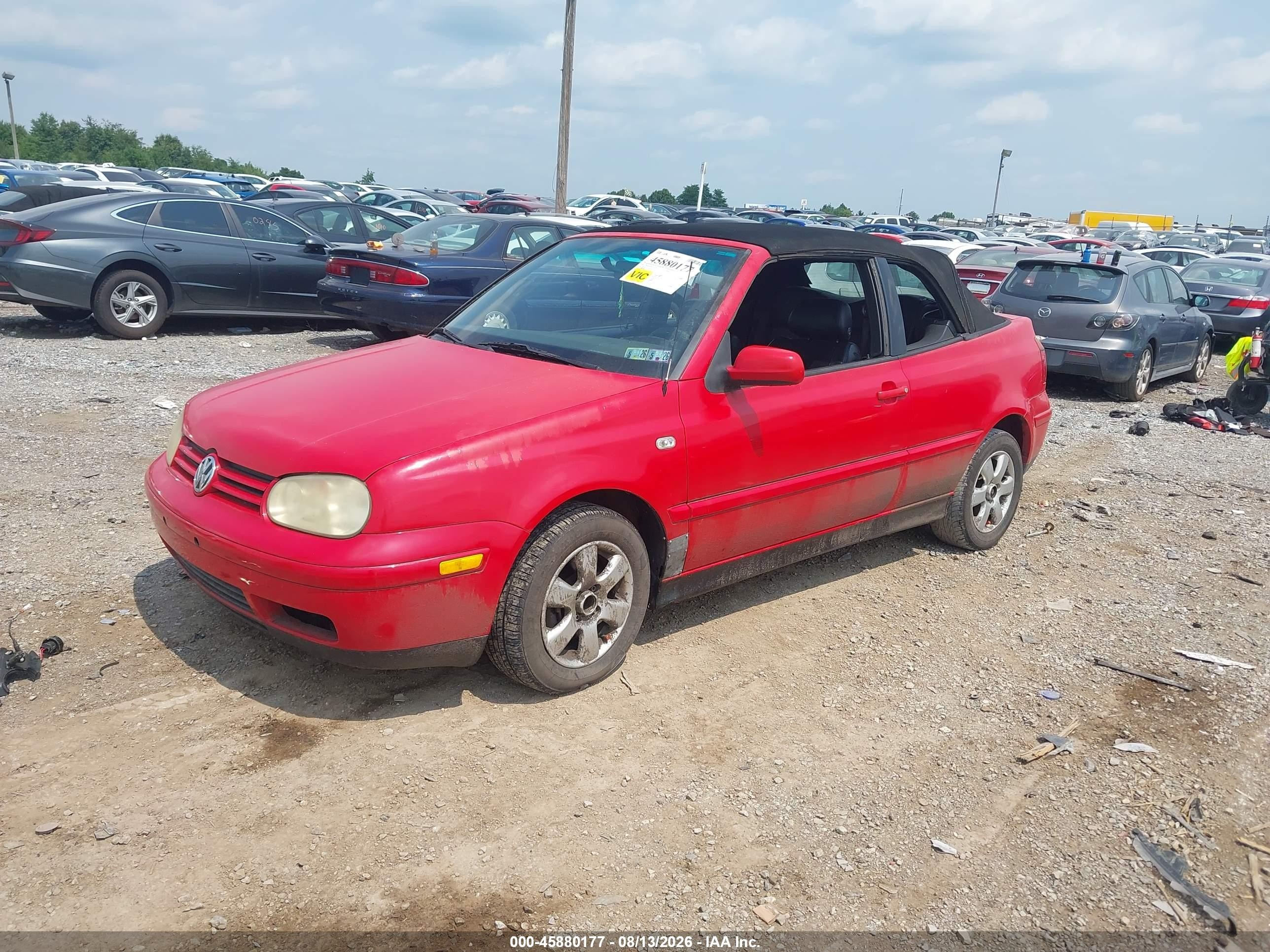 2002 Volkswagen Cabrio Glx Red vin: 3VWDC21V92M814014