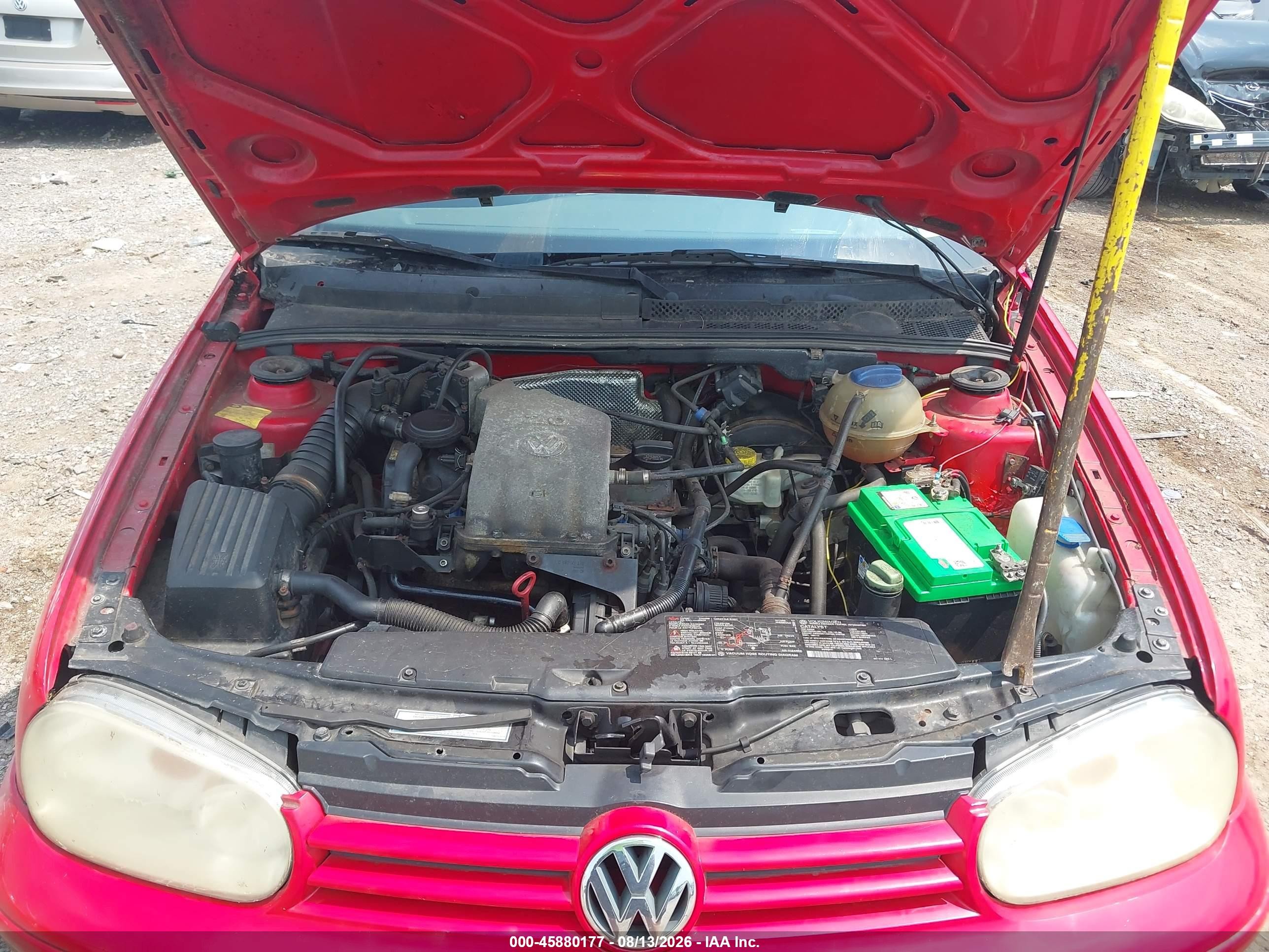 2002 Volkswagen Cabrio Glx Red vin: 3VWDC21V92M814014