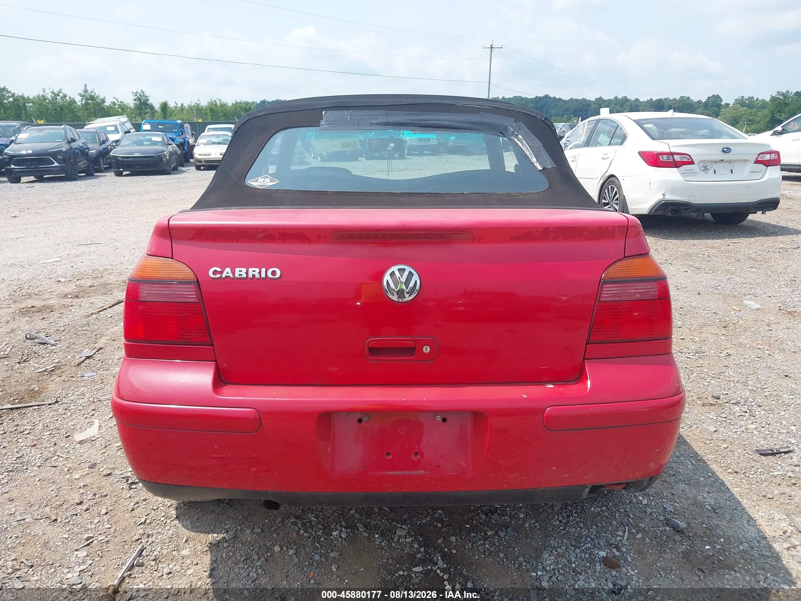 2002 Volkswagen Cabrio Glx Red vin: 3VWDC21V92M814014