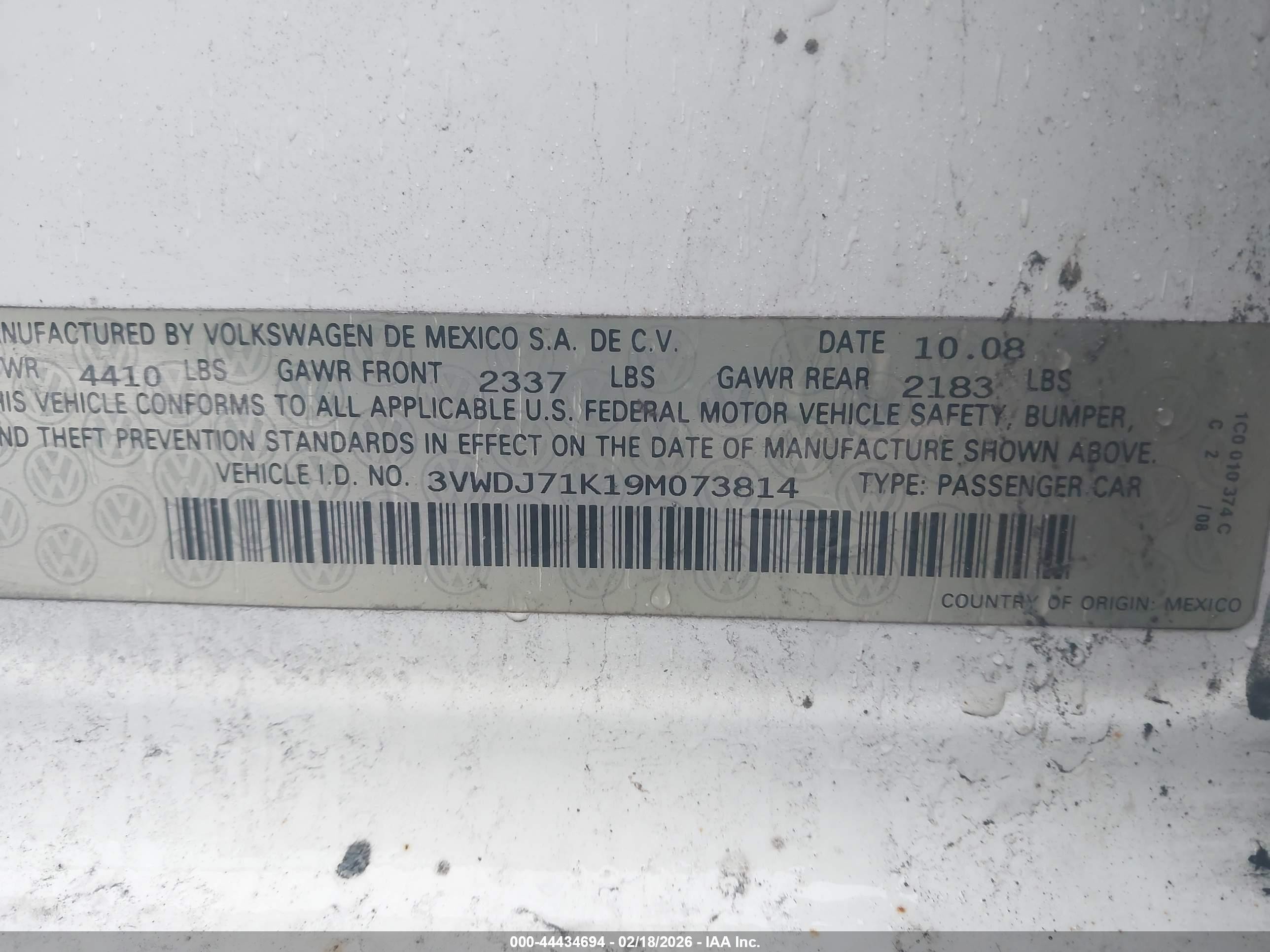 2009 Volkswagen Gli   White vin: 3VWDJ71K19M073814