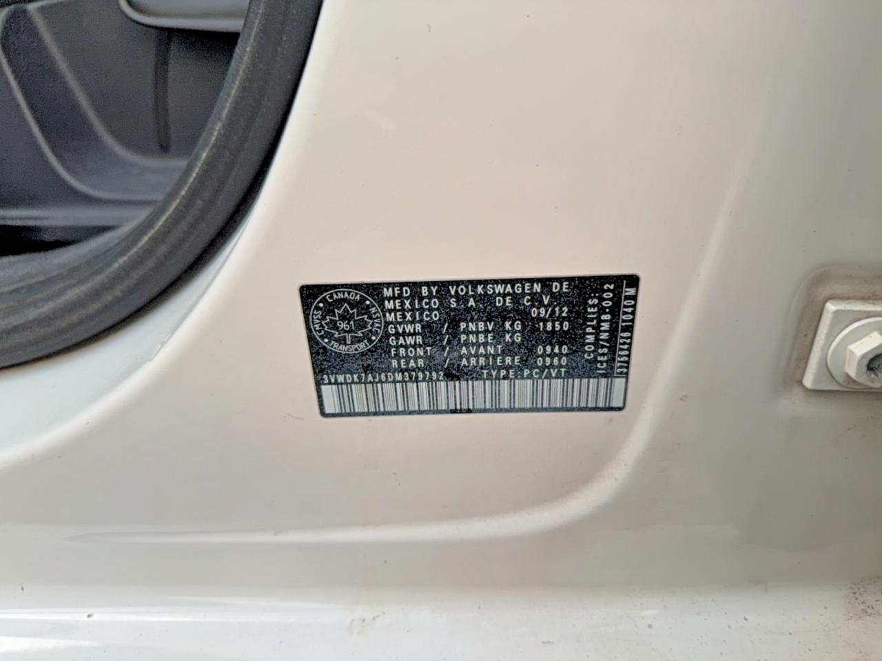 2013 Volkswagen Jetta Se White vin: 3VWDK7AJ6DM379792