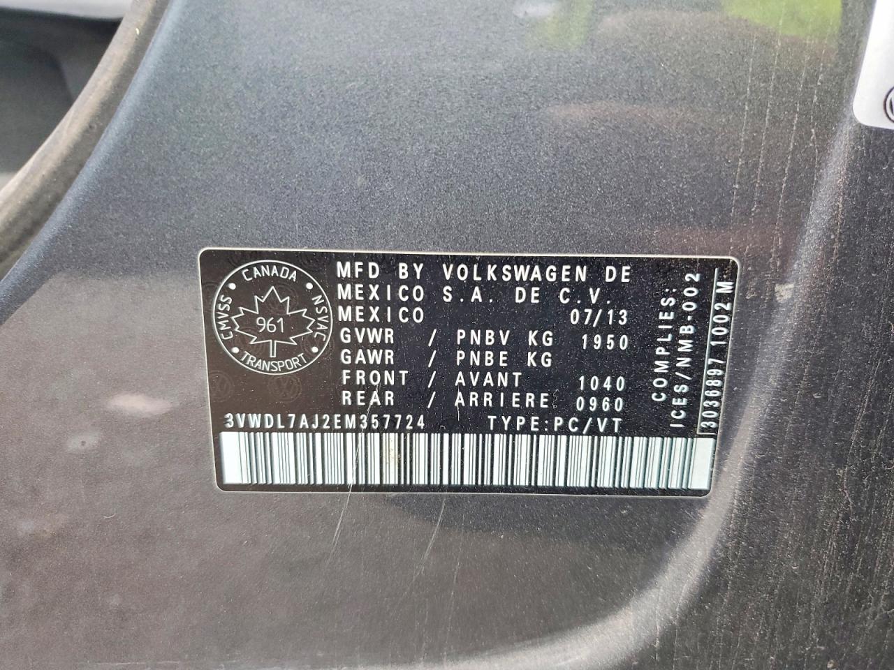 2014 Volkswagen Jetta Tdi Серый vin: 3VWDL7AJ2EM357724