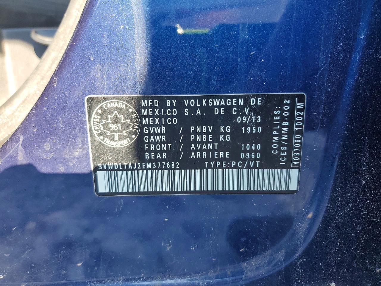 2014 Volkswagen Jetta Tdi Blue vin: 3VWDL7AJ2EM377682