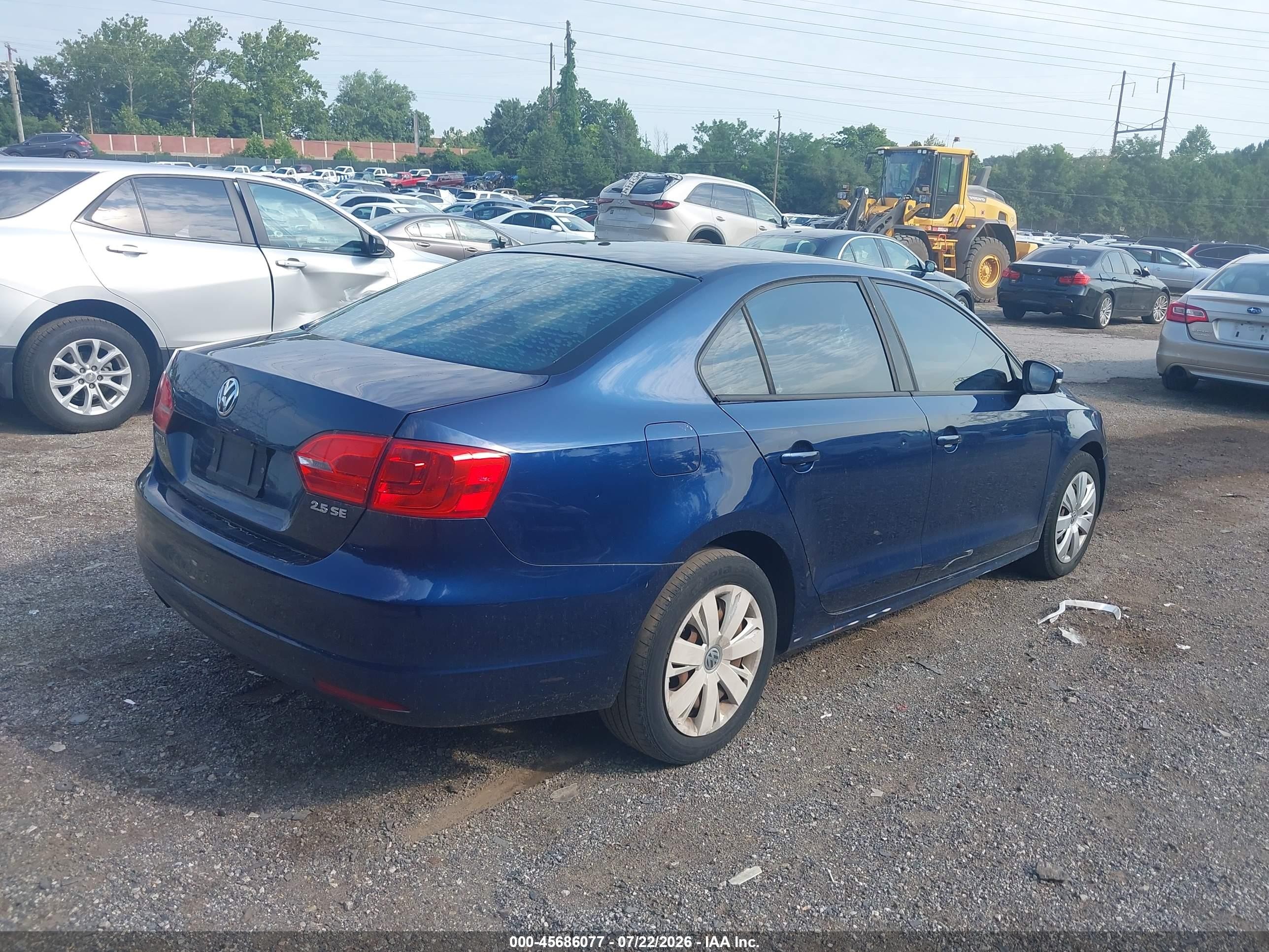 2012 Volkswagen Jetta 2.5l Se Blue vin: 3VWDP7AJ0CM073204
