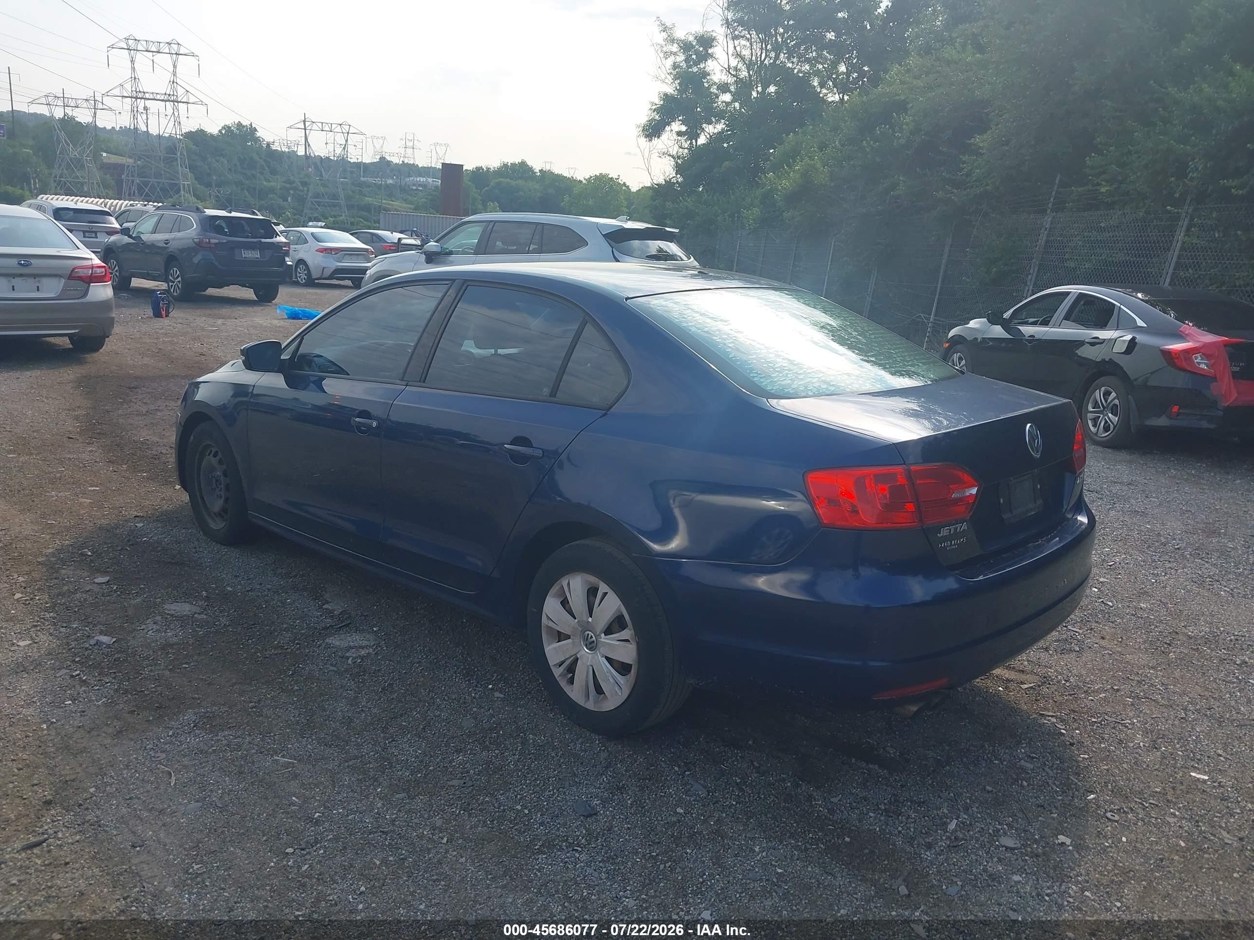 2012 Volkswagen Jetta 2.5l Se Blue vin: 3VWDP7AJ0CM073204