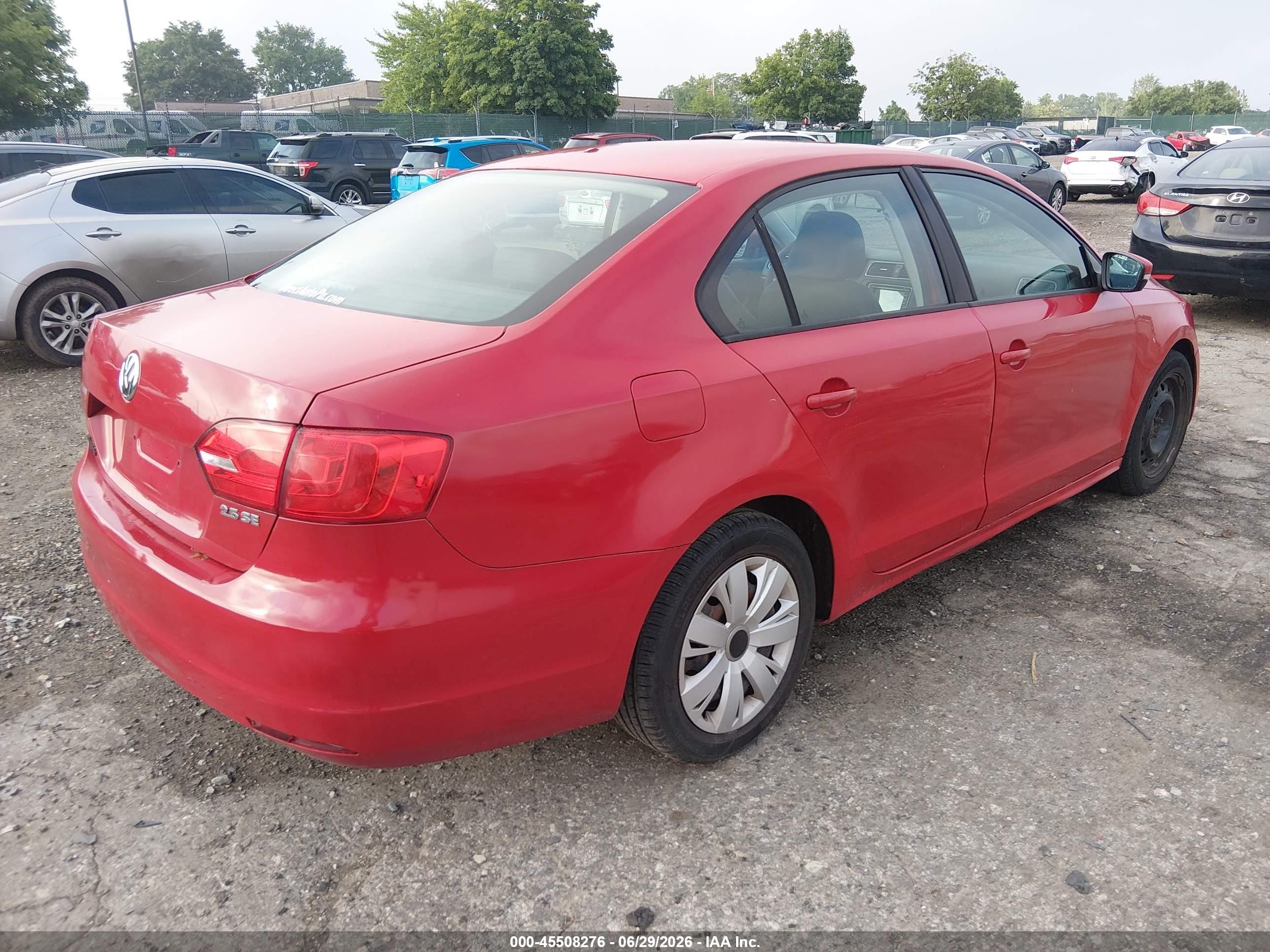 2012 Volkswagen Jetta 2.5l Se Red vin: 3VWDP7AJ0CM124538