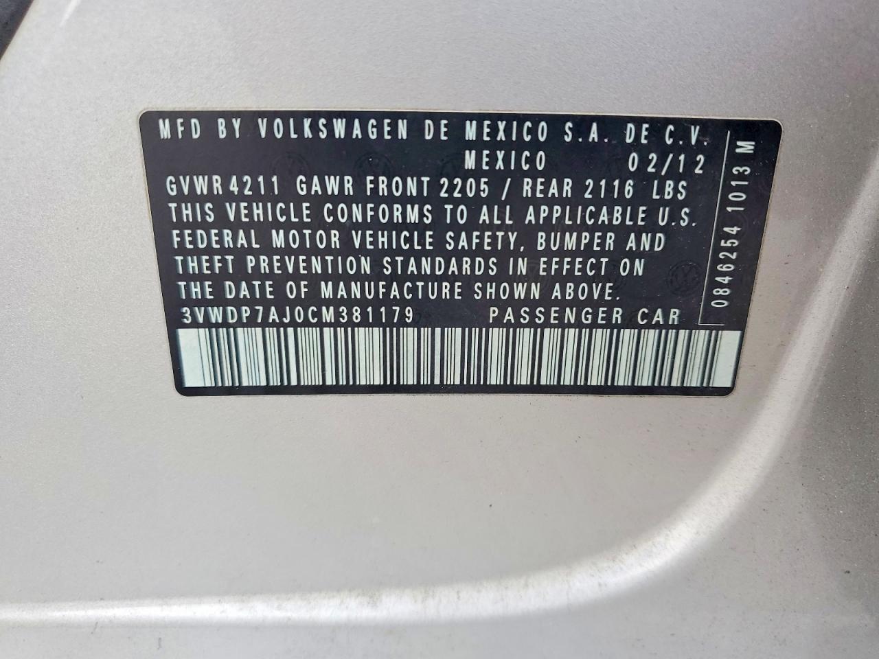 2012 Volkswagen Jetta Se Silver vin: 3VWDP7AJ0CM381179