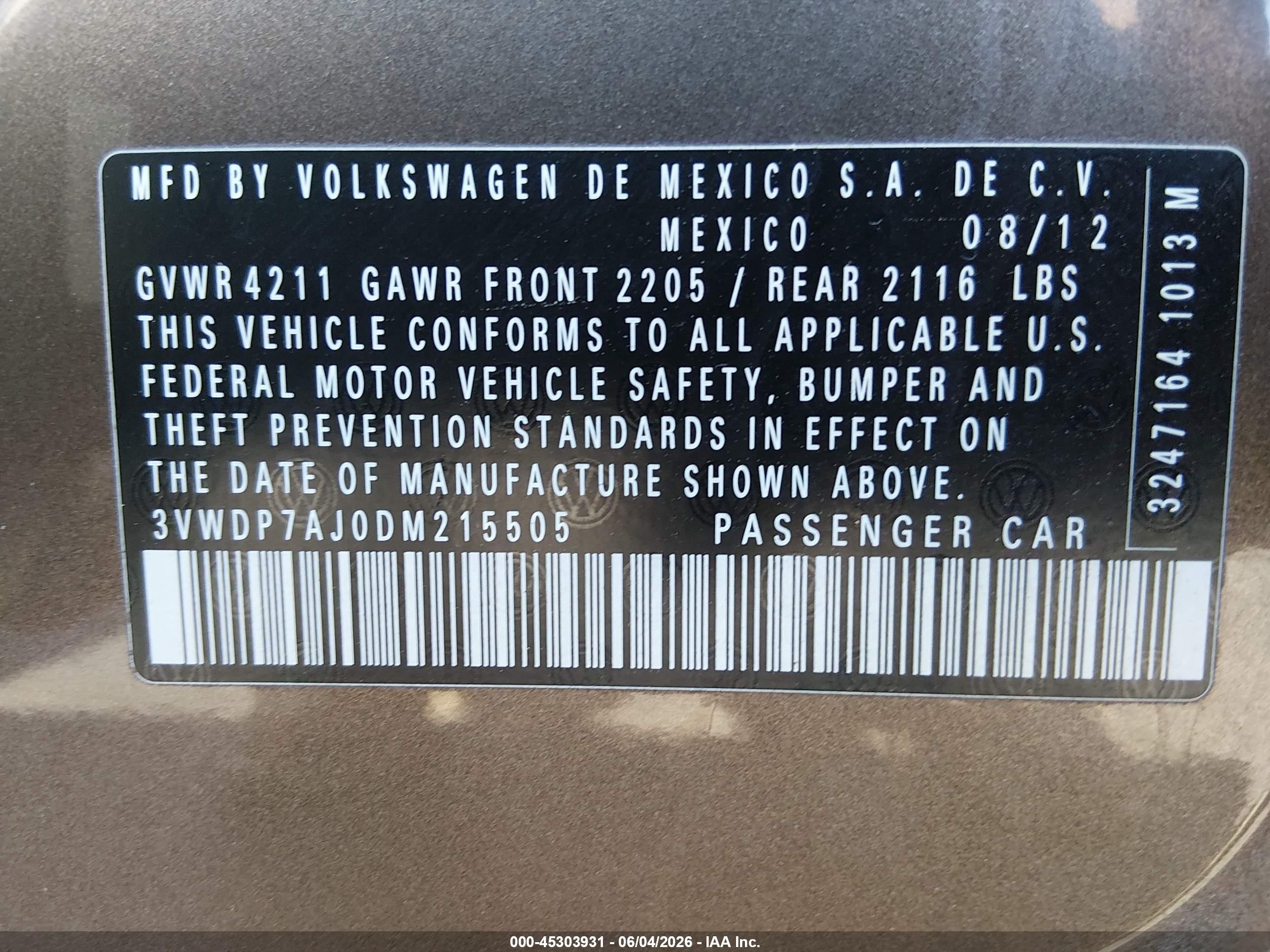 2013 Volkswagen Jetta 2.5l Se Brown vin: 3VWDP7AJ0DM215505