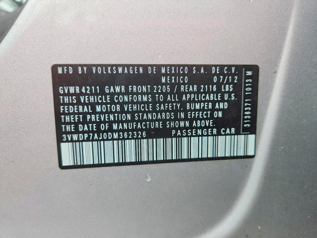 2013 Volkswagen Jetta Se Серебряный vin: 3VWDP7AJ0DM362326