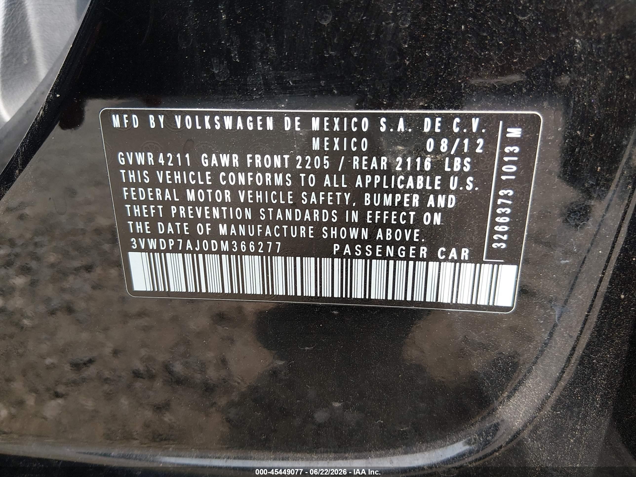 2013 Volkswagen Jetta 2.5l Se Black vin: 3VWDP7AJ0DM366277