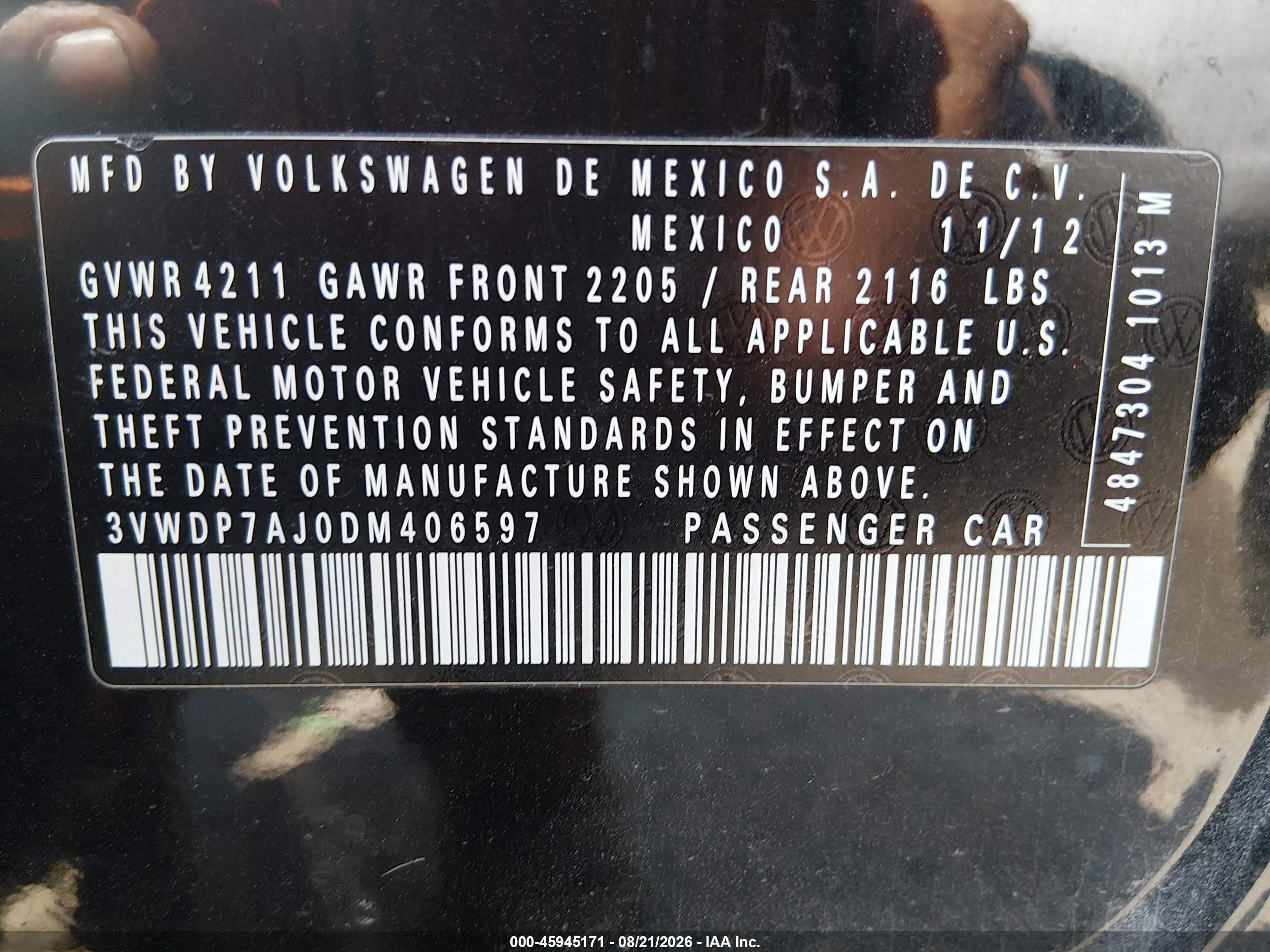 2013 Volkswagen Jetta 2.5l Se Black vin: 3VWDP7AJ0DM406597