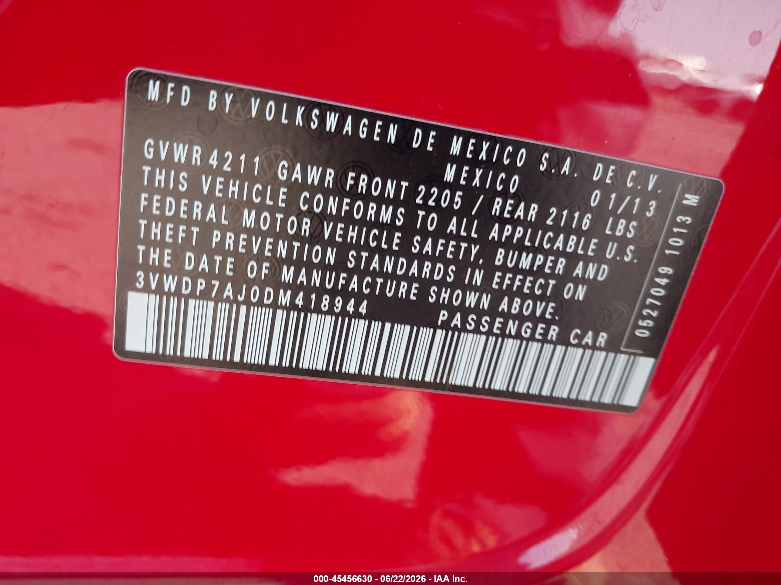 2013 Volkswagen Jetta 2.5l Se Red vin: 3VWDP7AJ0DM418944