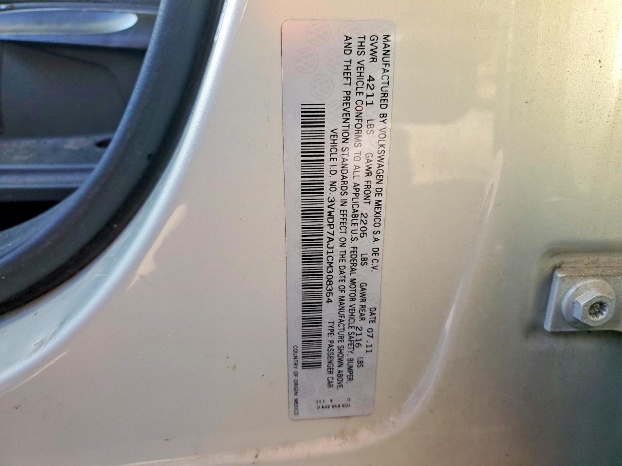 2012 Volkswagen Jetta Se Silver vin: 3VWDP7AJ1CM308354
