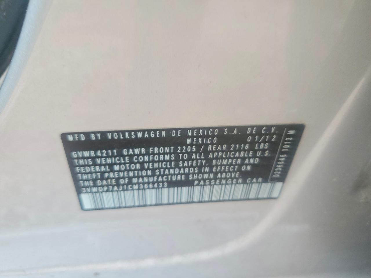 2012 Volkswagen Jetta Se Silver vin: 3VWDP7AJ1CM366433