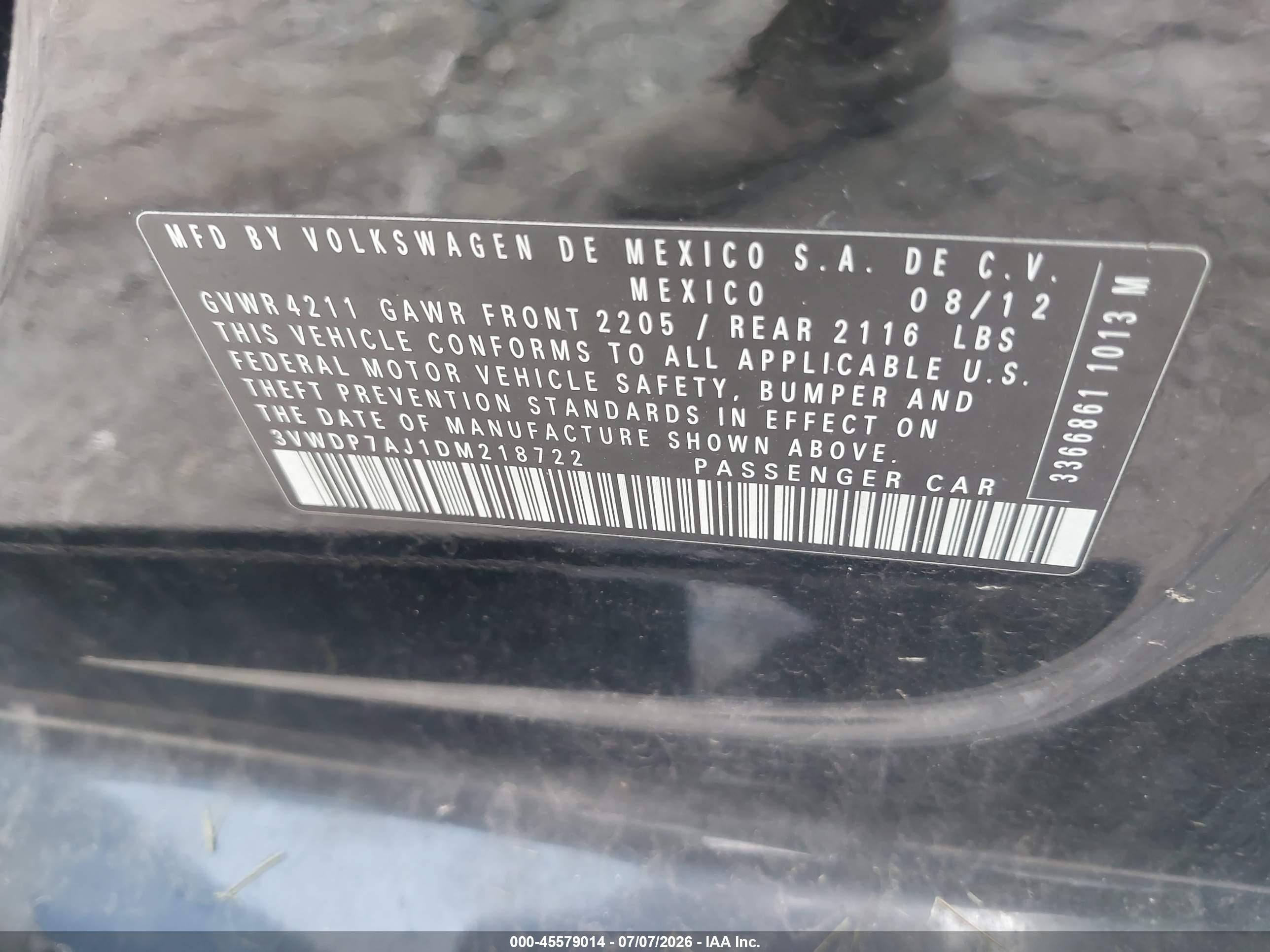 2013 Volkswagen Jetta 2.5l Se Black vin: 3VWDP7AJ1DM218722