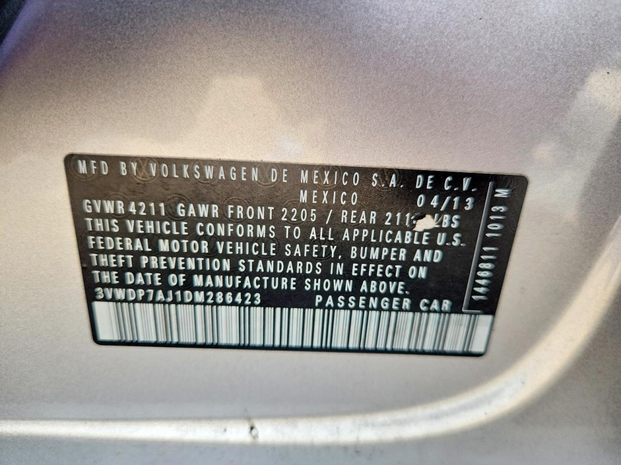 2013 Volkswagen Jetta Se Silver vin: 3VWDP7AJ1DM286423