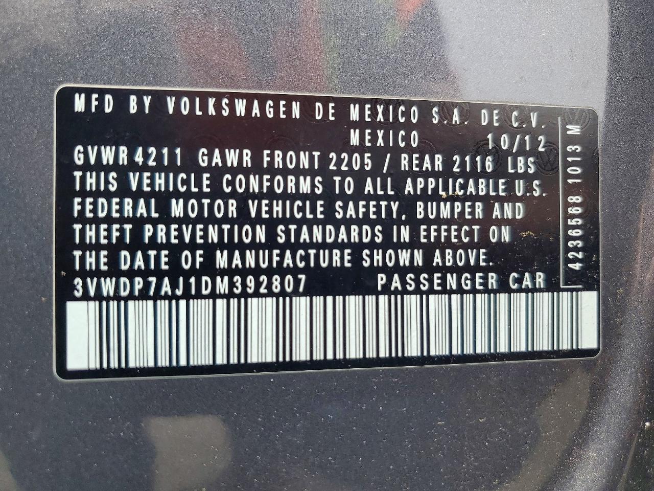 2013 Volkswagen Jetta Se Gray vin: 3VWDP7AJ1DM392807