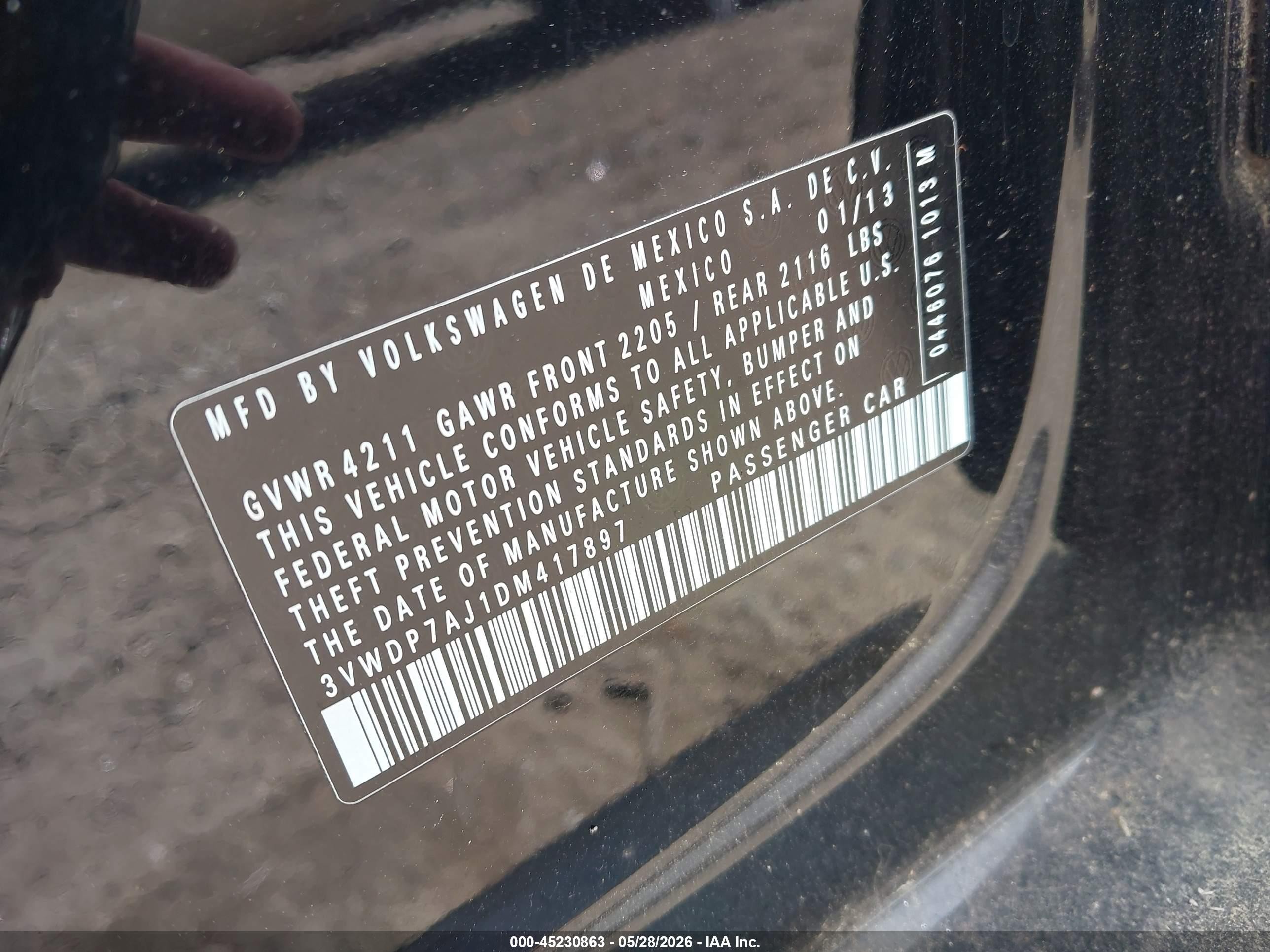 2013 Volkswagen Jetta 2.5l Se Black vin: 3VWDP7AJ1DM417897