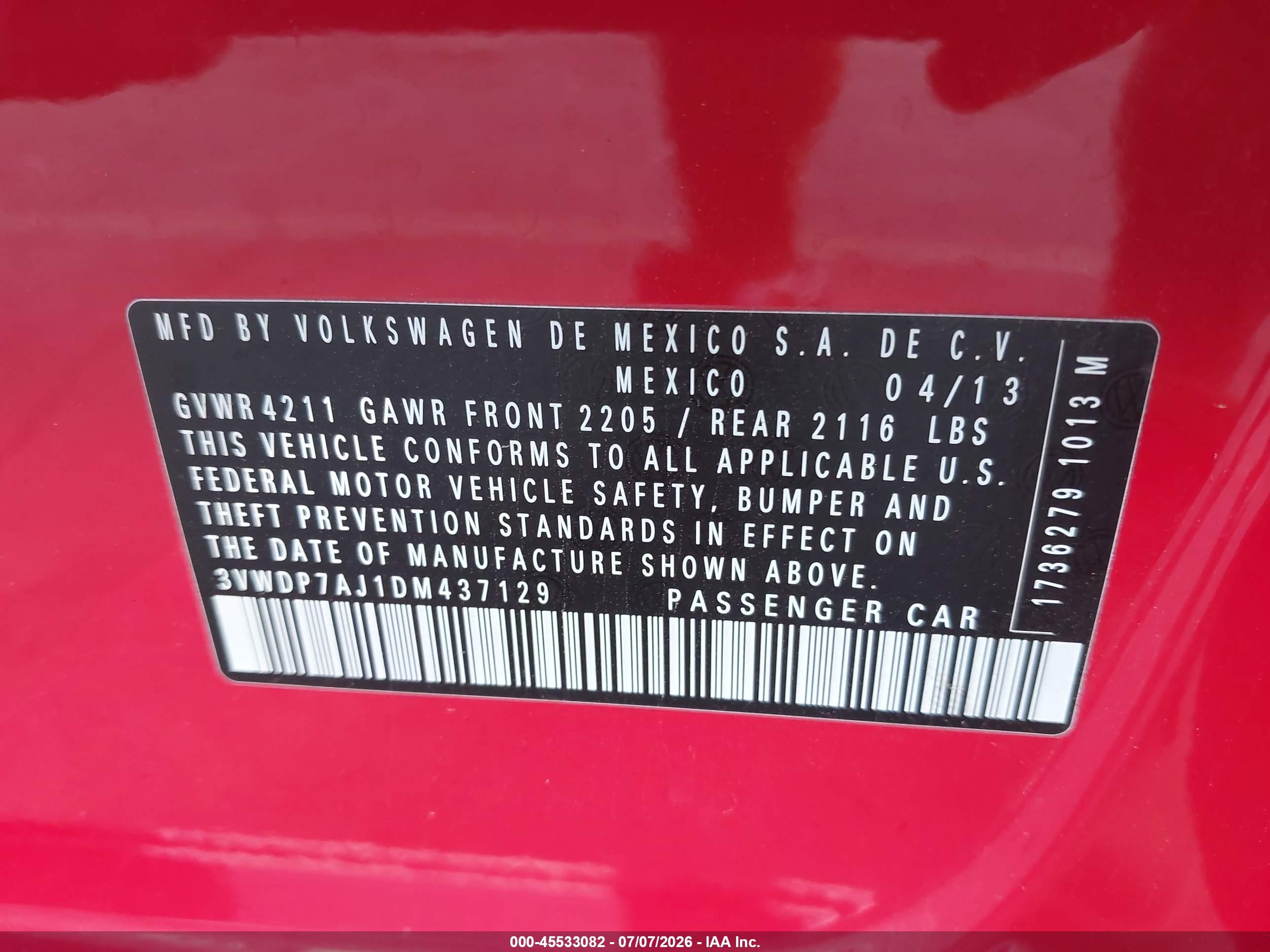 2013 Volkswagen Jetta 2.5l Se Красный vin: 3VWDP7AJ1DM437129