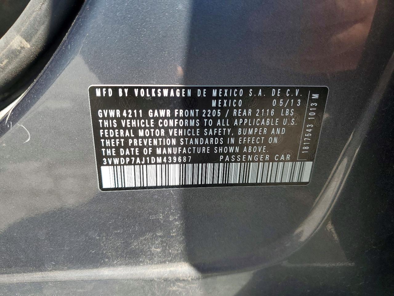 2013 Volkswagen Jetta Se Blue vin: 3VWDP7AJ1DM439687