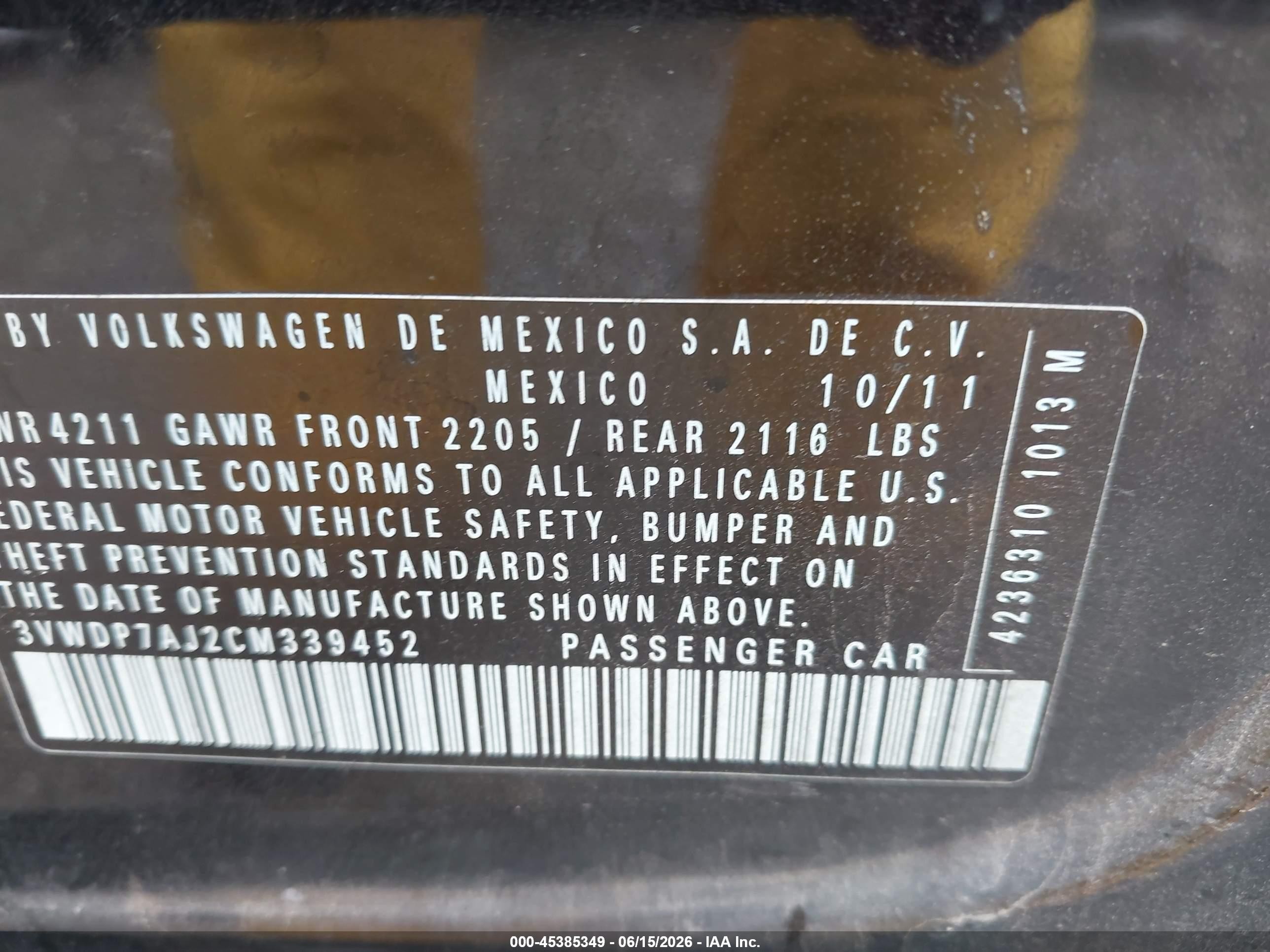 2012 Volkswagen Jetta 2.5l Se Black vin: 3VWDP7AJ2CM339452