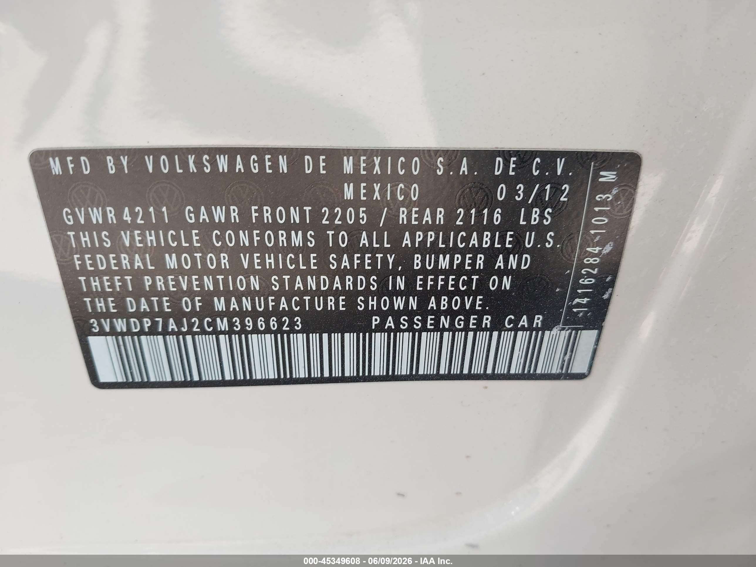 2012 Volkswagen Jetta 2.5l Se Белый vin: 3VWDP7AJ2CM396623