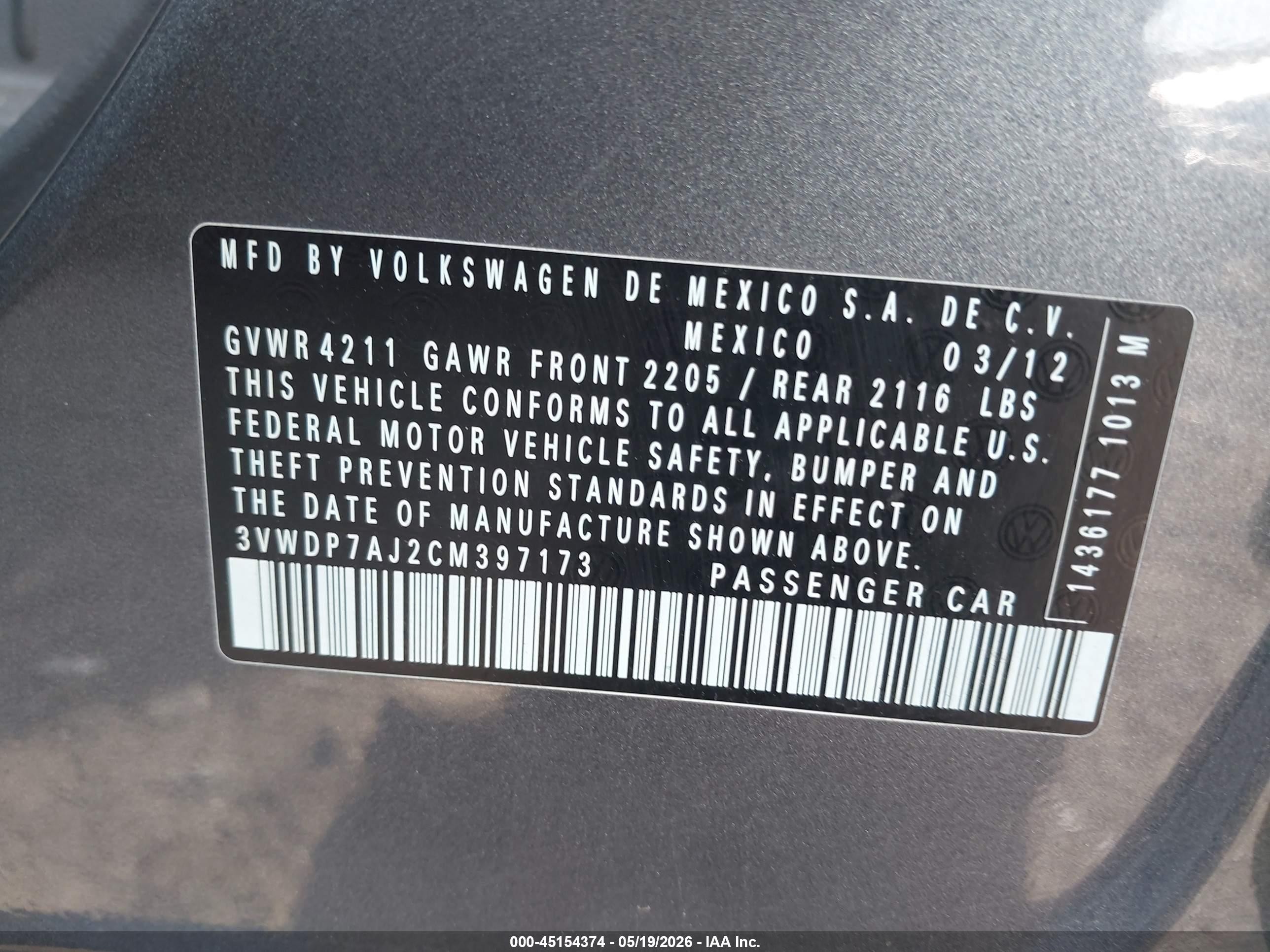 2012 Volkswagen Jetta 2.5l Se Gray vin: 3VWDP7AJ2CM397173