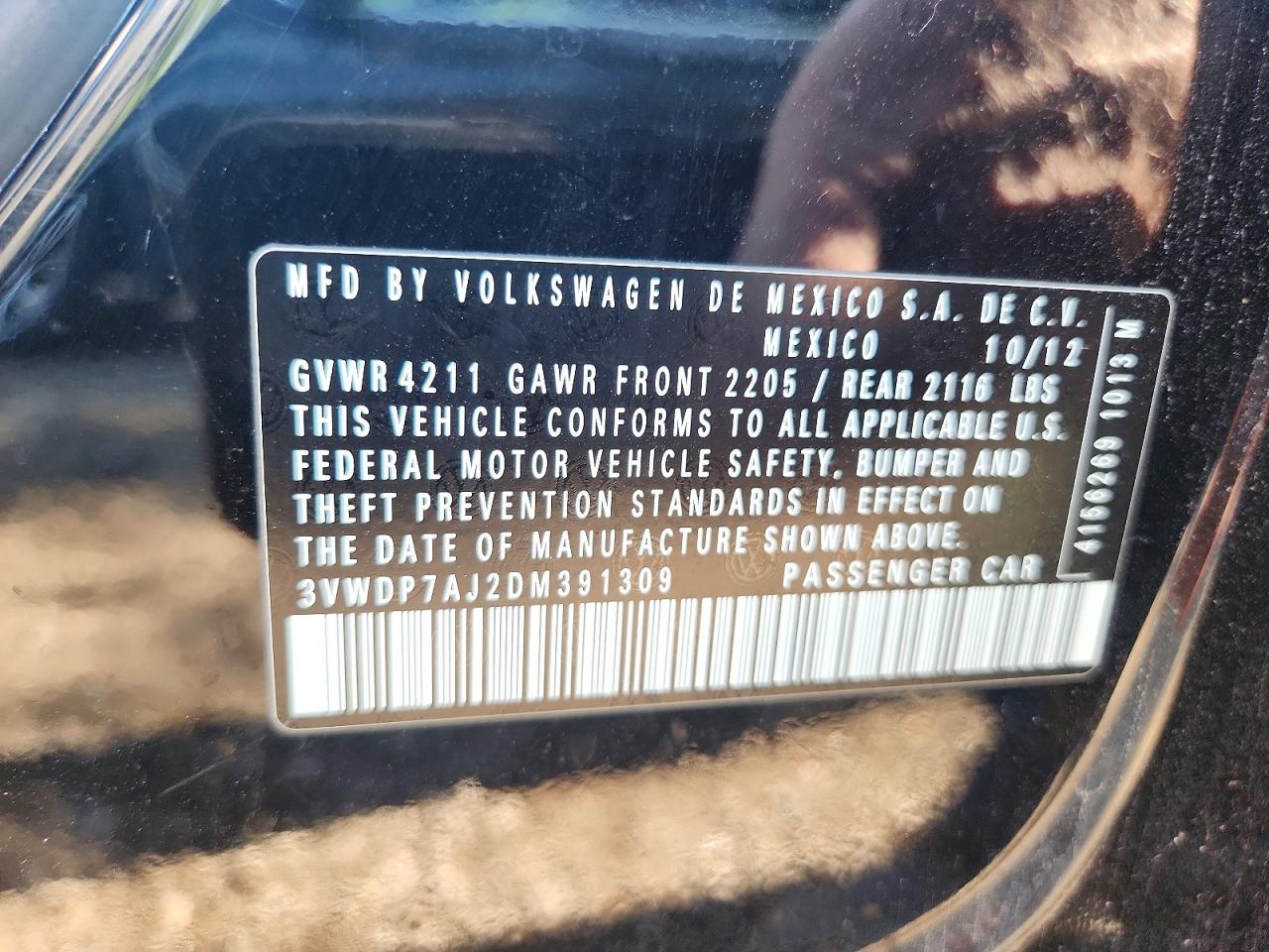 2013 Volkswagen Jetta Se Black vin: 3VWDP7AJ2DM391309