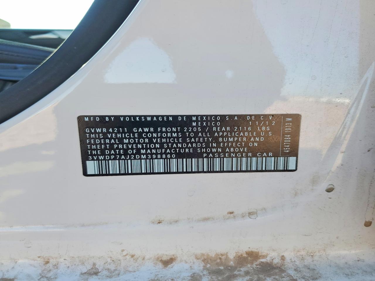 2013 Volkswagen Jetta Se White vin: 3VWDP7AJ2DM398860