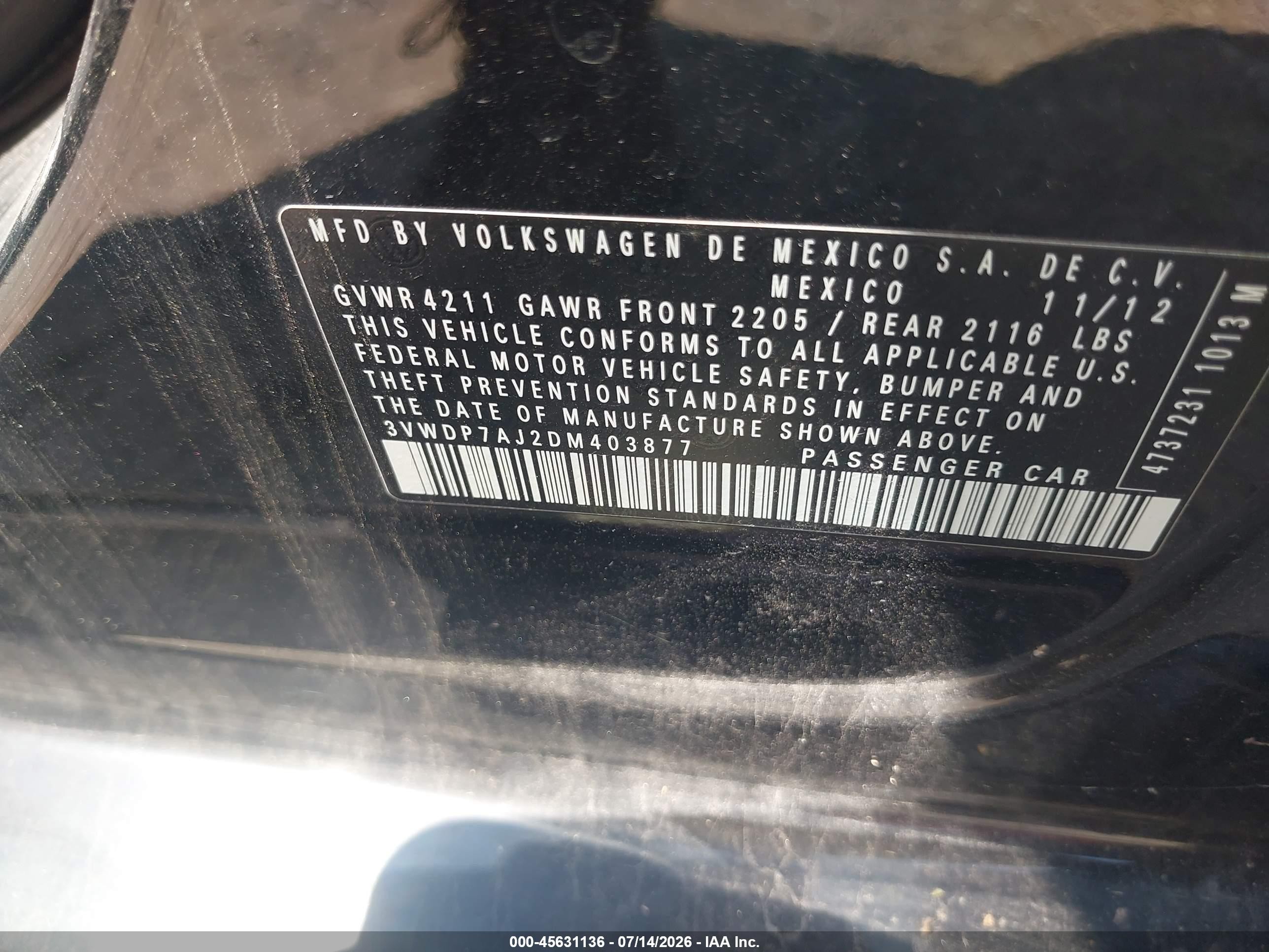 2013 Volkswagen Jetta 2.5l Se Black vin: 3VWDP7AJ2DM403877