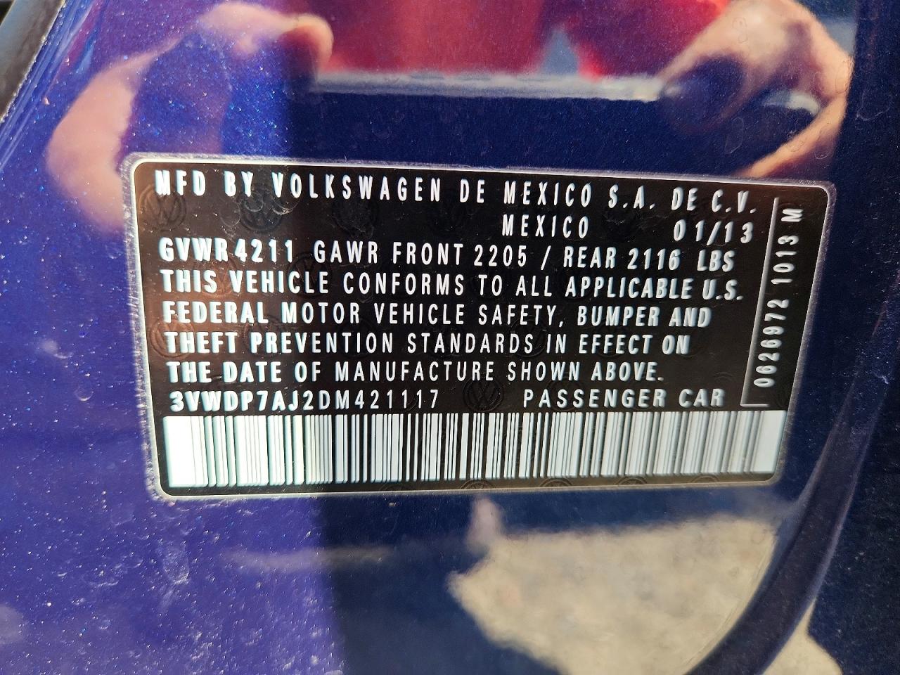 2013 Volkswagen Jetta Se Blue vin: 3VWDP7AJ2DM421117
