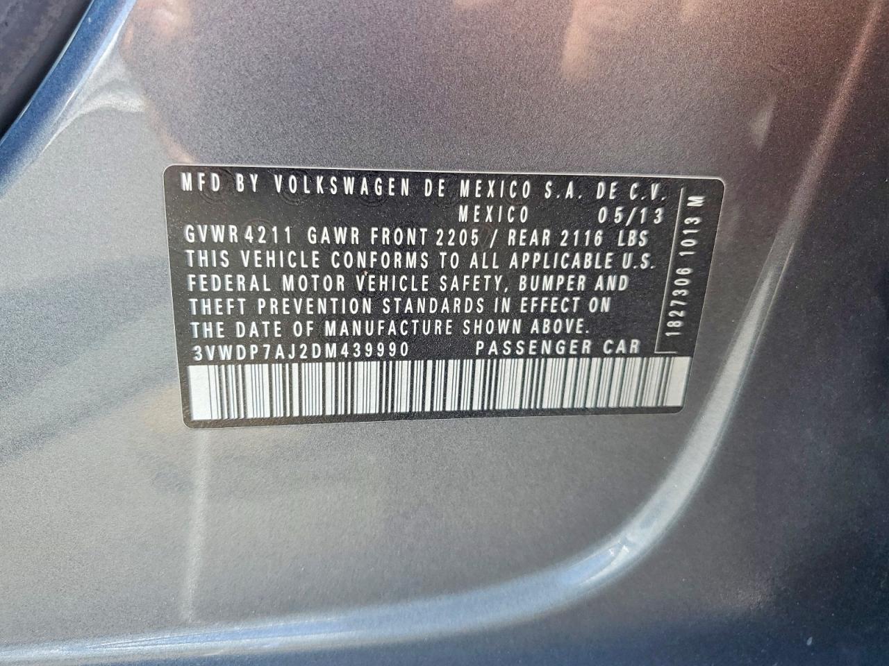 2013 Volkswagen Jetta Se Gray vin: 3VWDP7AJ2DM439990