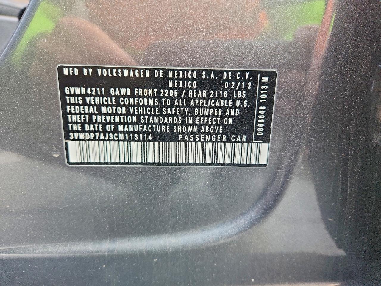 2012 Volkswagen Jetta Se Gray vin: 3VWDP7AJ3CM113114