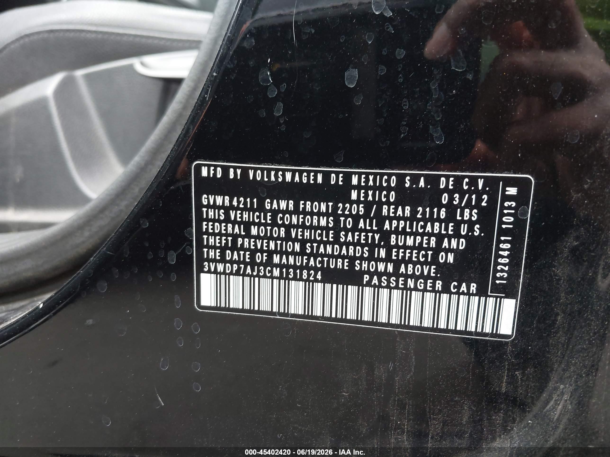 2012 Volkswagen Jetta 2.5l Se Black vin: 3VWDP7AJ3CM131824