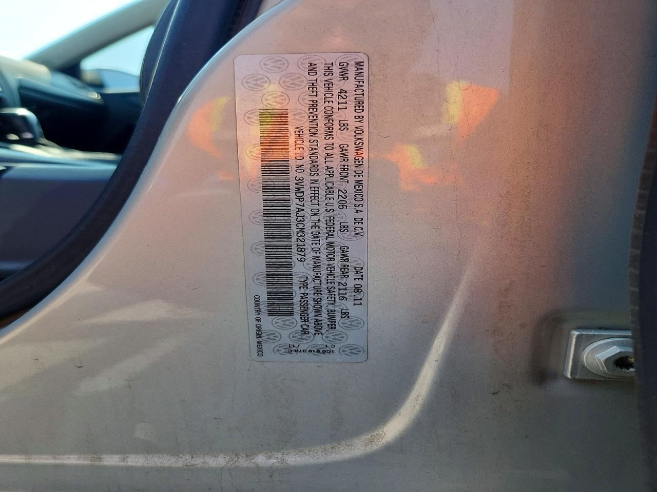 2012 Volkswagen Jetta Se Silver vin: 3VWDP7AJ3CM321879