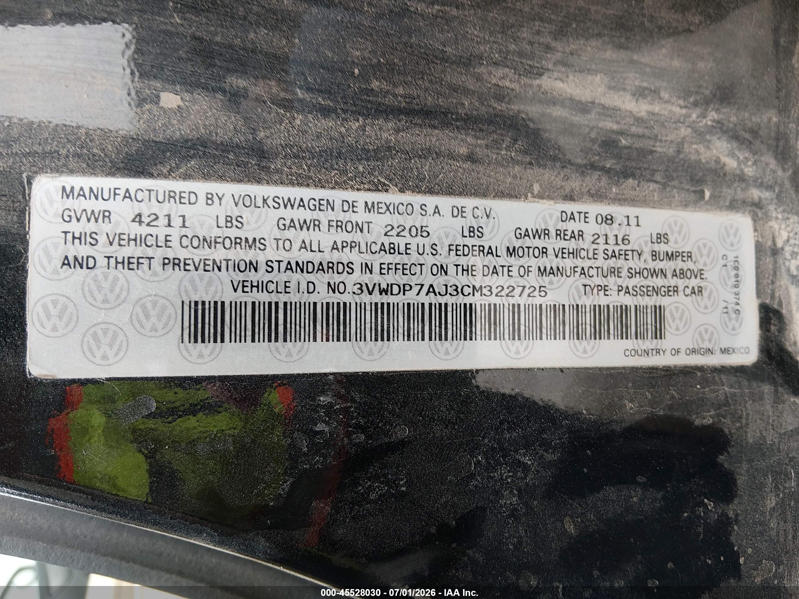 2012 Volkswagen Jetta 2.5l Se Black vin: 3VWDP7AJ3CM322725