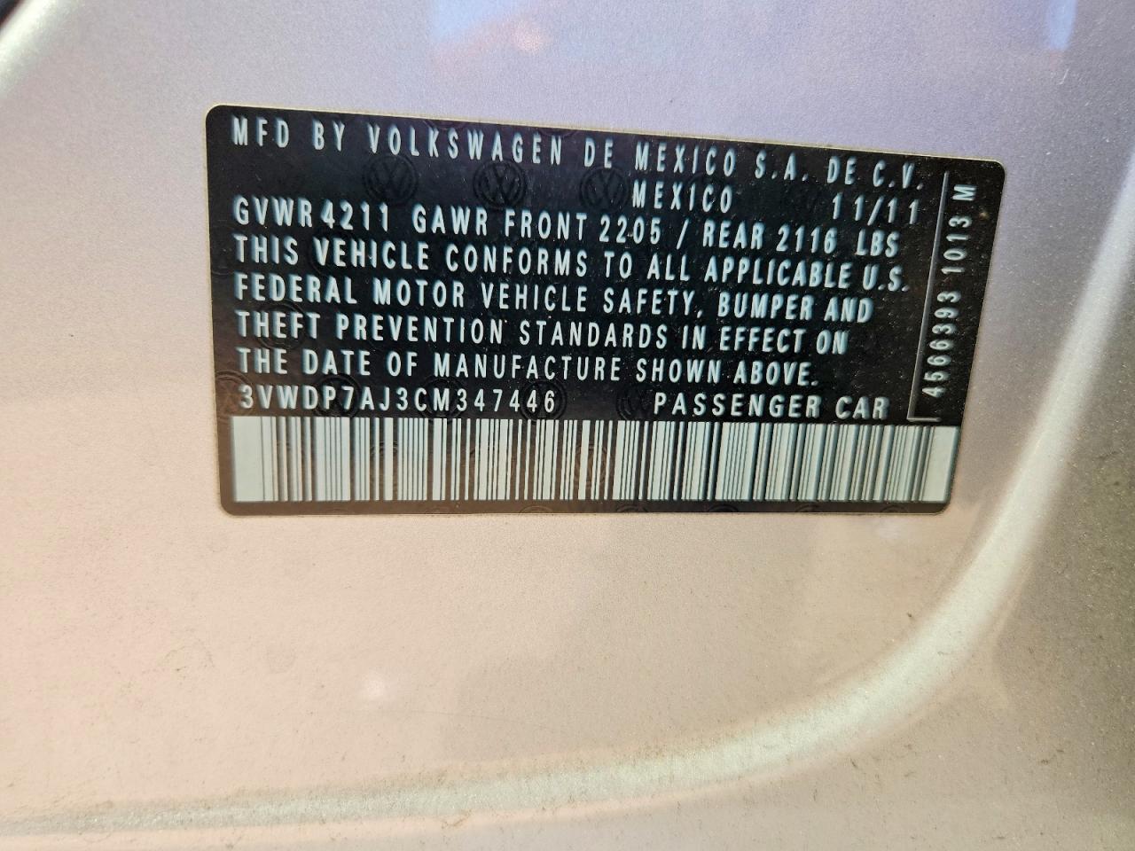 2012 Volkswagen Jetta Se Silver vin: 3VWDP7AJ3CM347446