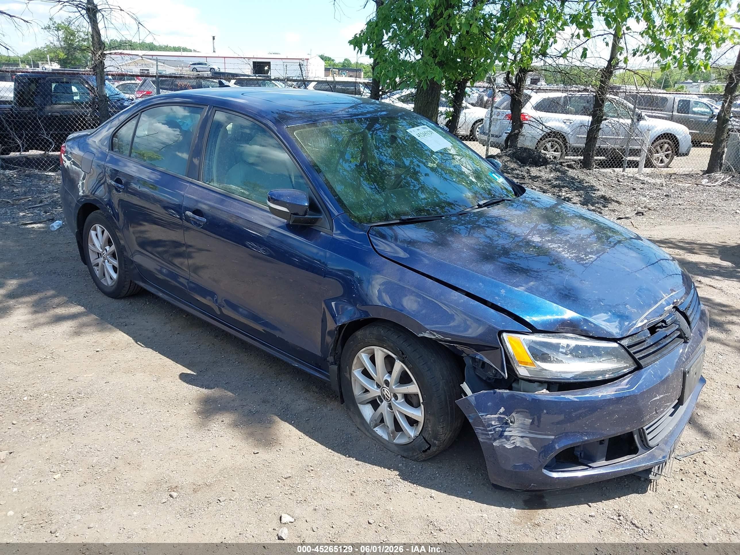2012 Volkswagen Jetta 2.5l Se Blue vin: 3VWDP7AJ3CM414045