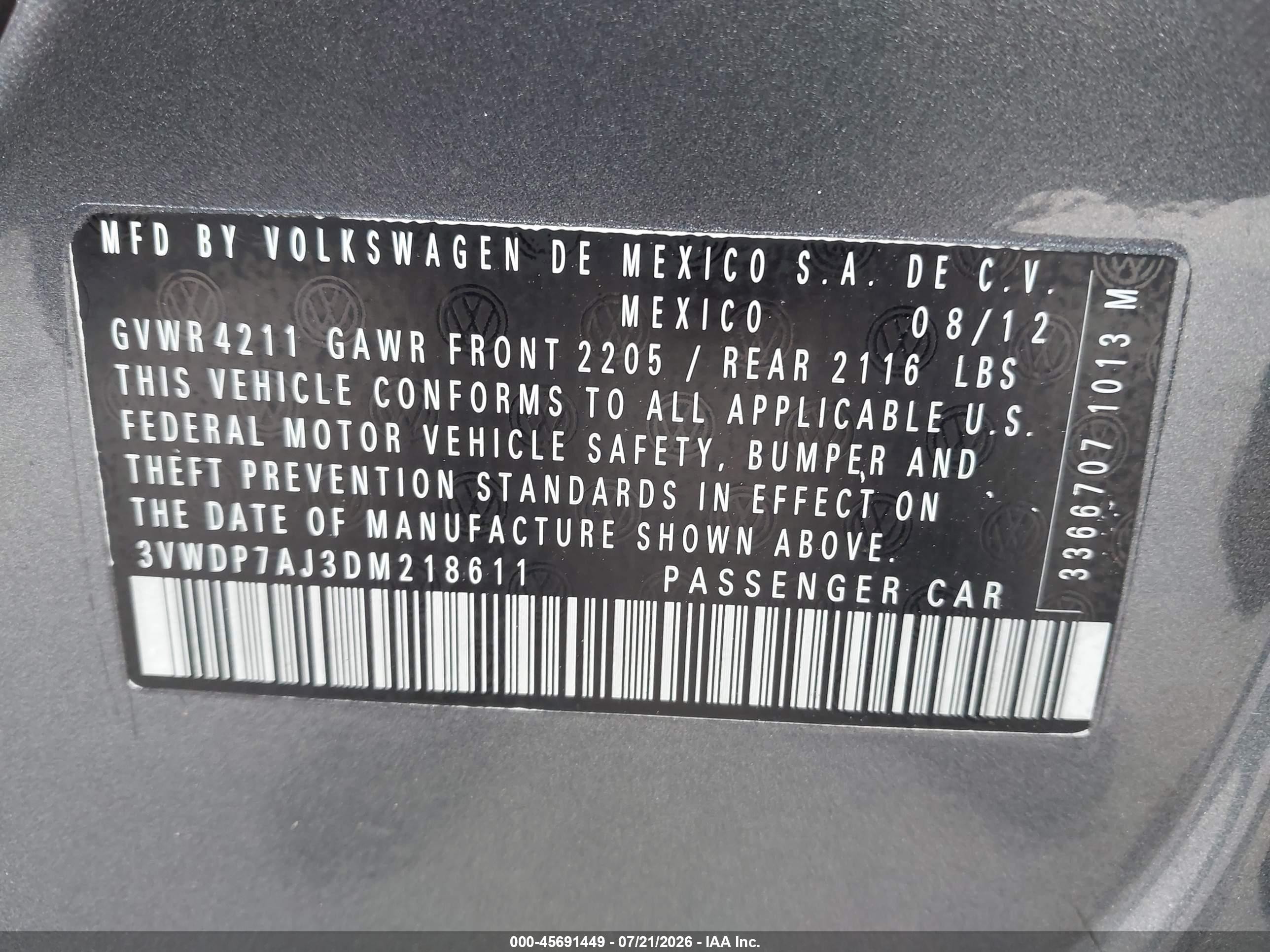 2013 Volkswagen Jetta 2.5l Se Gray vin: 3VWDP7AJ3DM218611