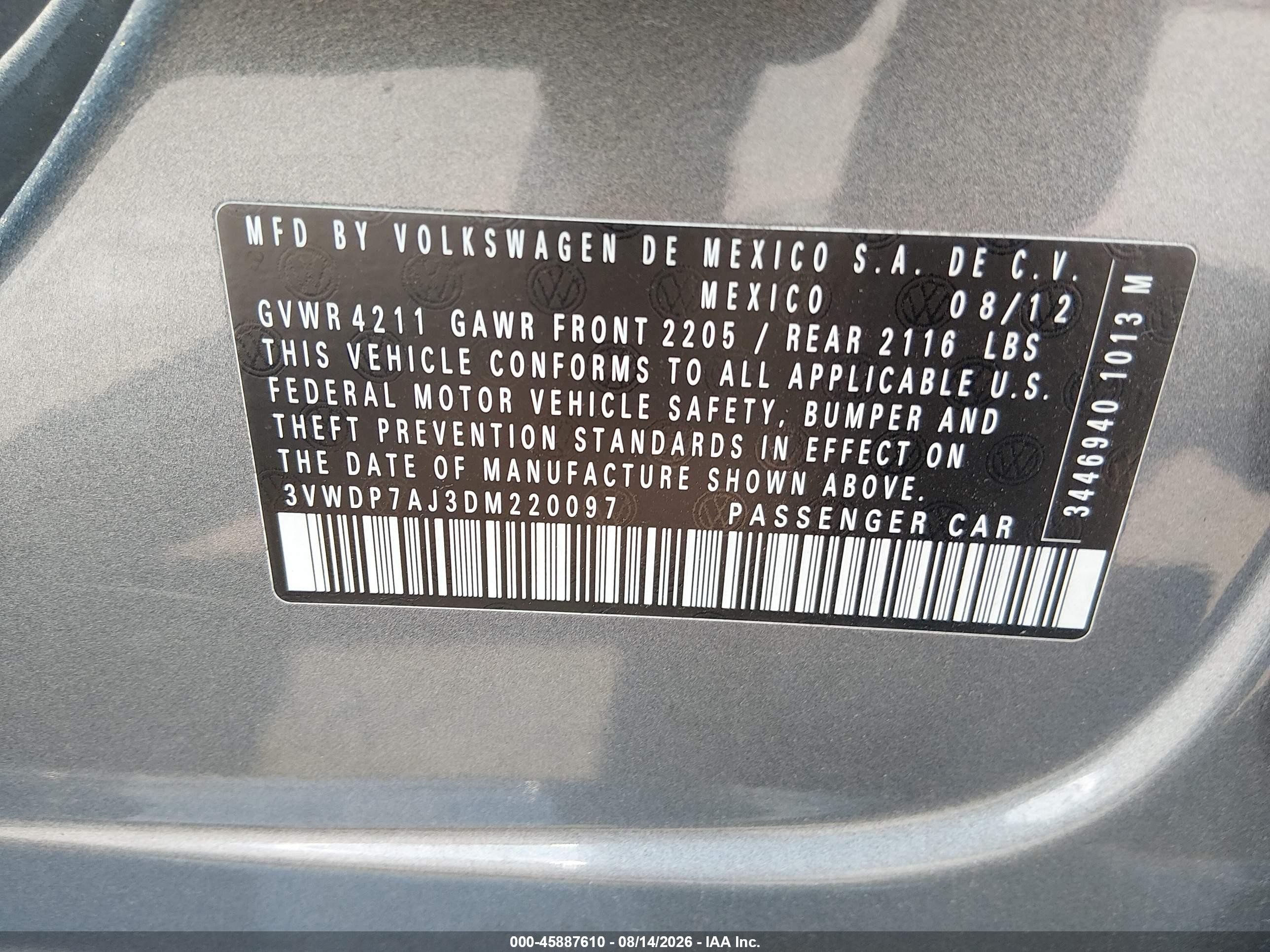 2013 Volkswagen Jetta 2.5l Se Gray vin: 3VWDP7AJ3DM220097