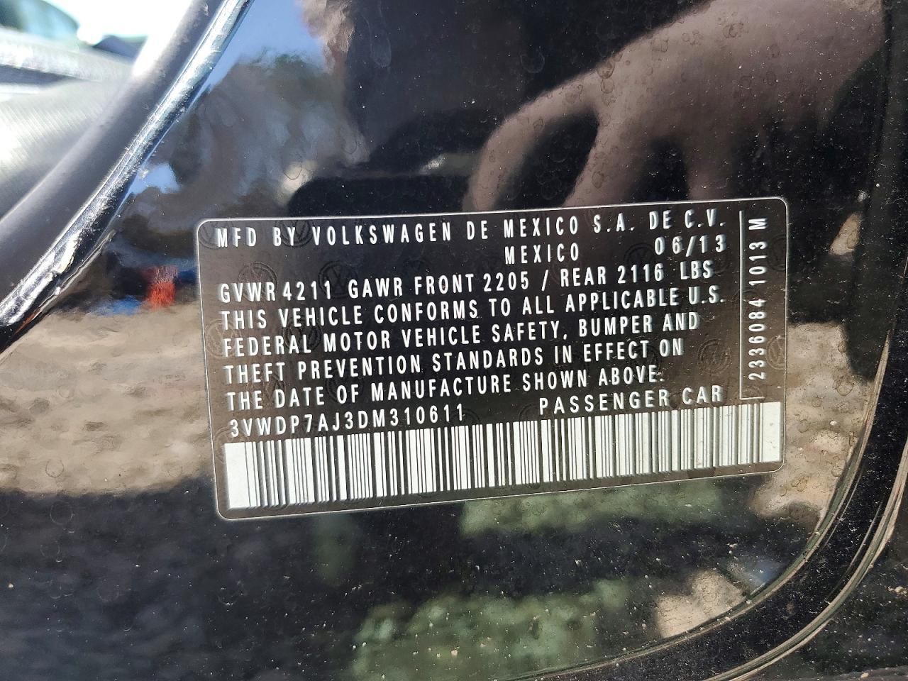 2013 Volkswagen Jetta Se Black vin: 3VWDP7AJ3DM310611