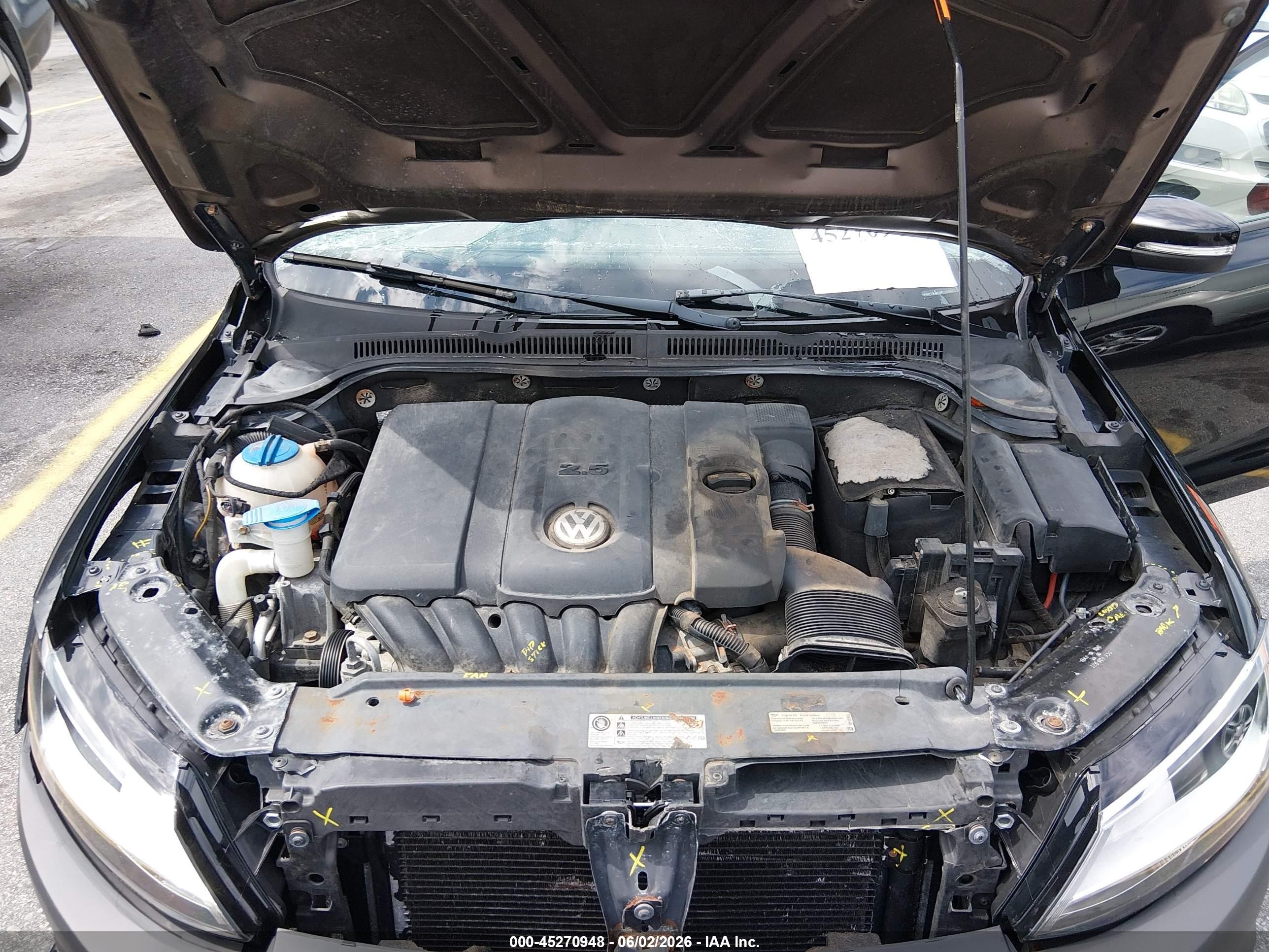 2012 Volkswagen Jetta 2.5l Se Черный vin: 3VWDP7AJ4CM110951