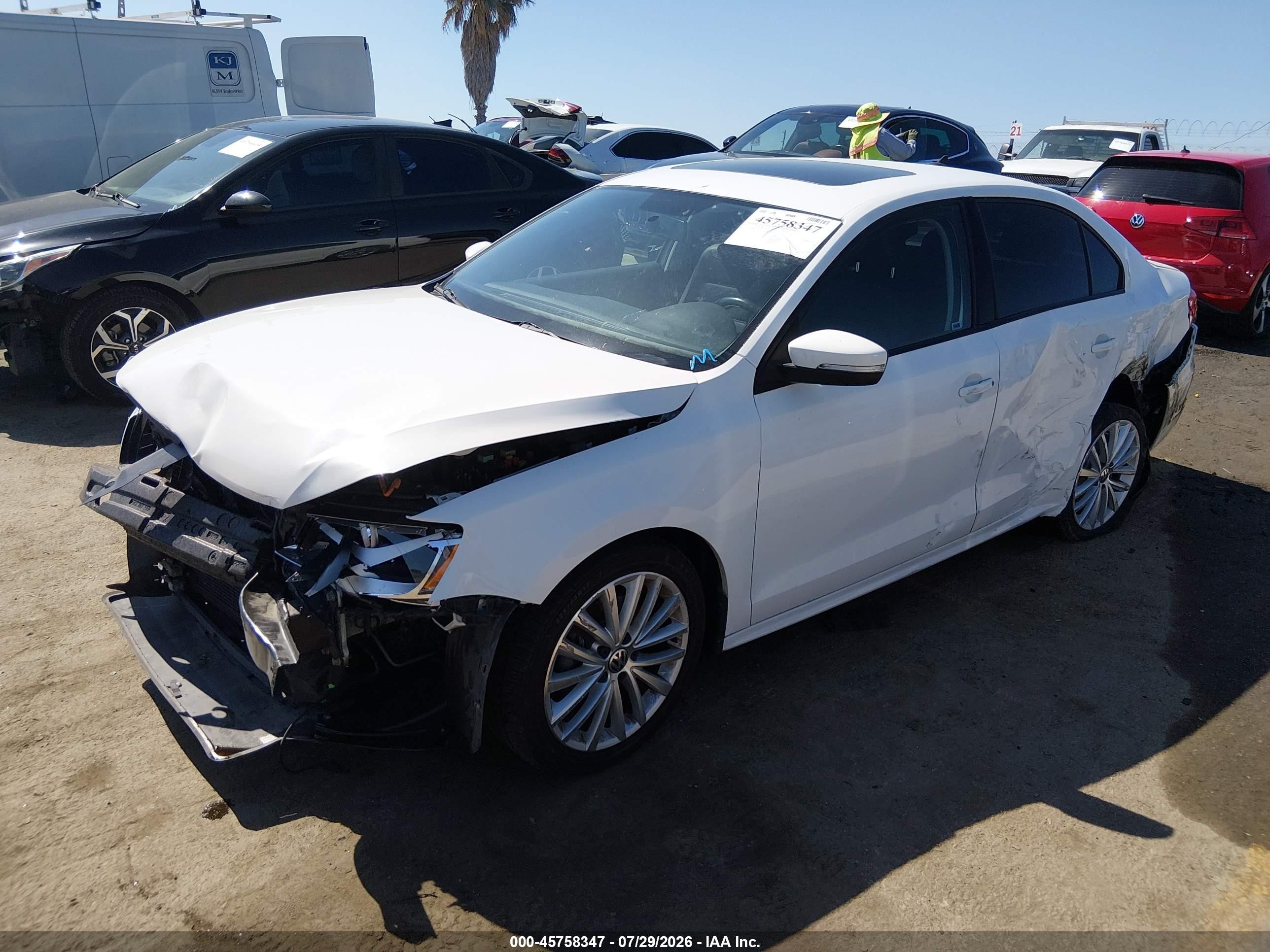 2012 Volkswagen Jetta 2.5l Se White vin: 3VWDP7AJ4CM308722