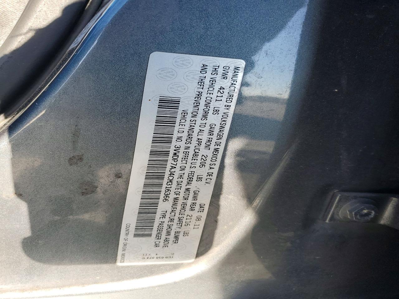 2012 Volkswagen Jetta Se Black vin: 3VWDP7AJ4CM316366