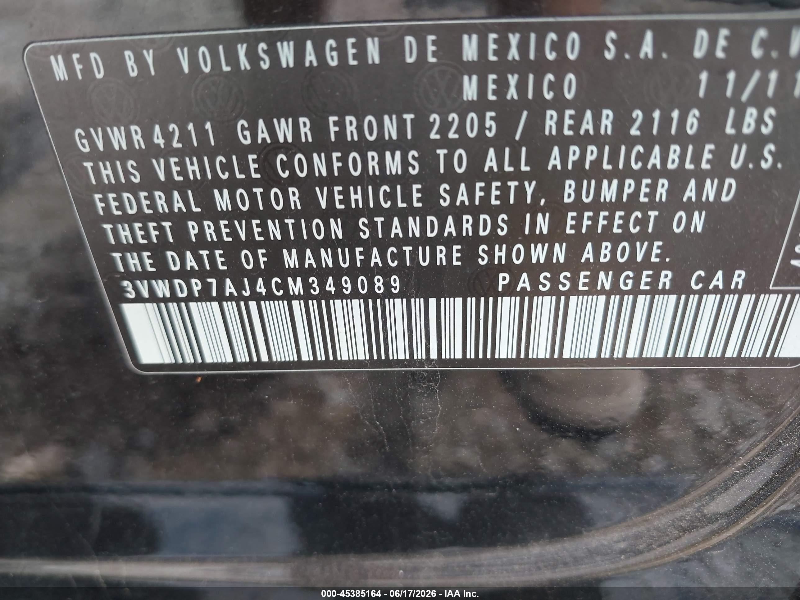 2012 Volkswagen Jetta 2.5l Se Черный vin: 3VWDP7AJ4CM349089