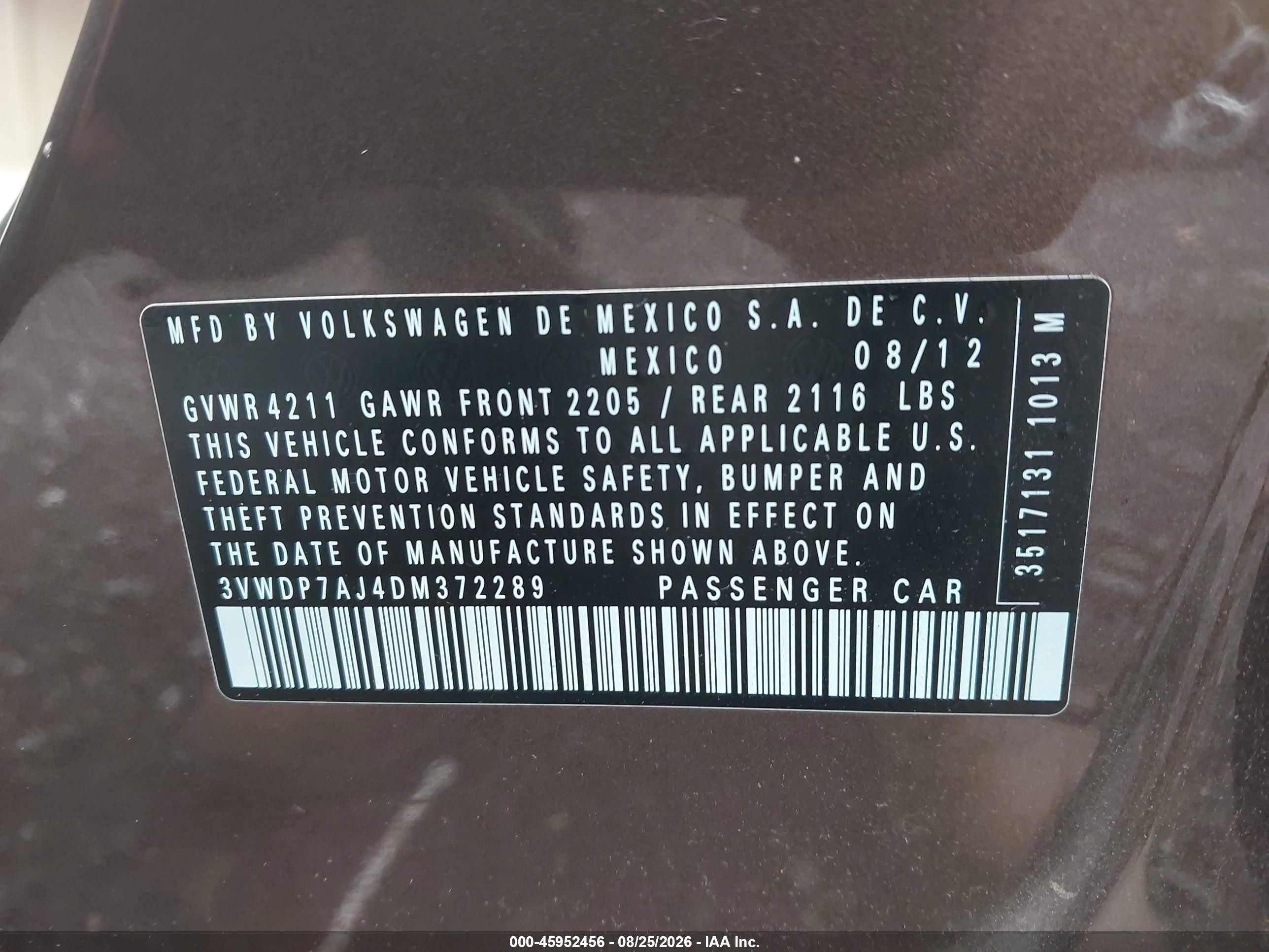 2013 Volkswagen Jetta 2.5l Se Brown vin: 3VWDP7AJ4DM372289