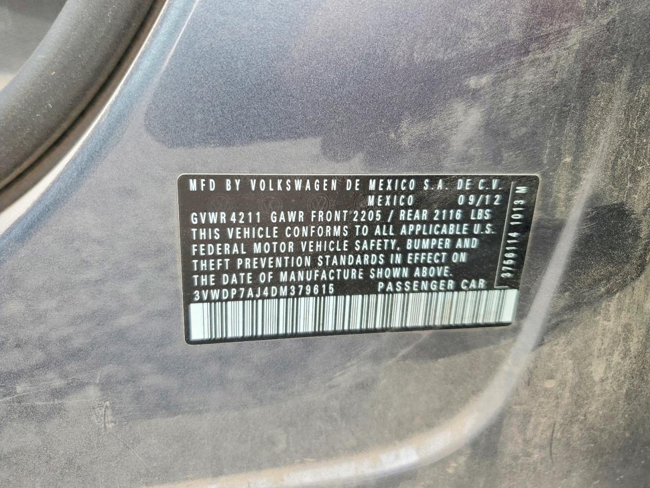 2013 Volkswagen Jetta Se Gray vin: 3VWDP7AJ4DM379615